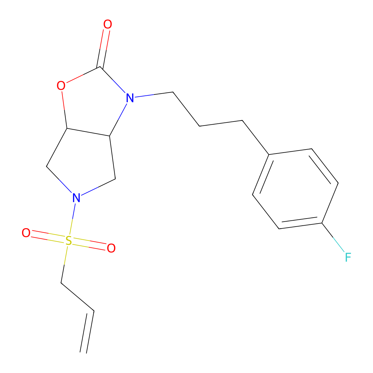 rel-(3aR,6aS)-3-[3-(4-Fluorophenyl)propyl]hexahydro-5-(2-propen-1-ylsulfonyl)-2H-pyrrolo[3,4-d]oxazol-2-one molecular structure, CAS 1212182-05-2