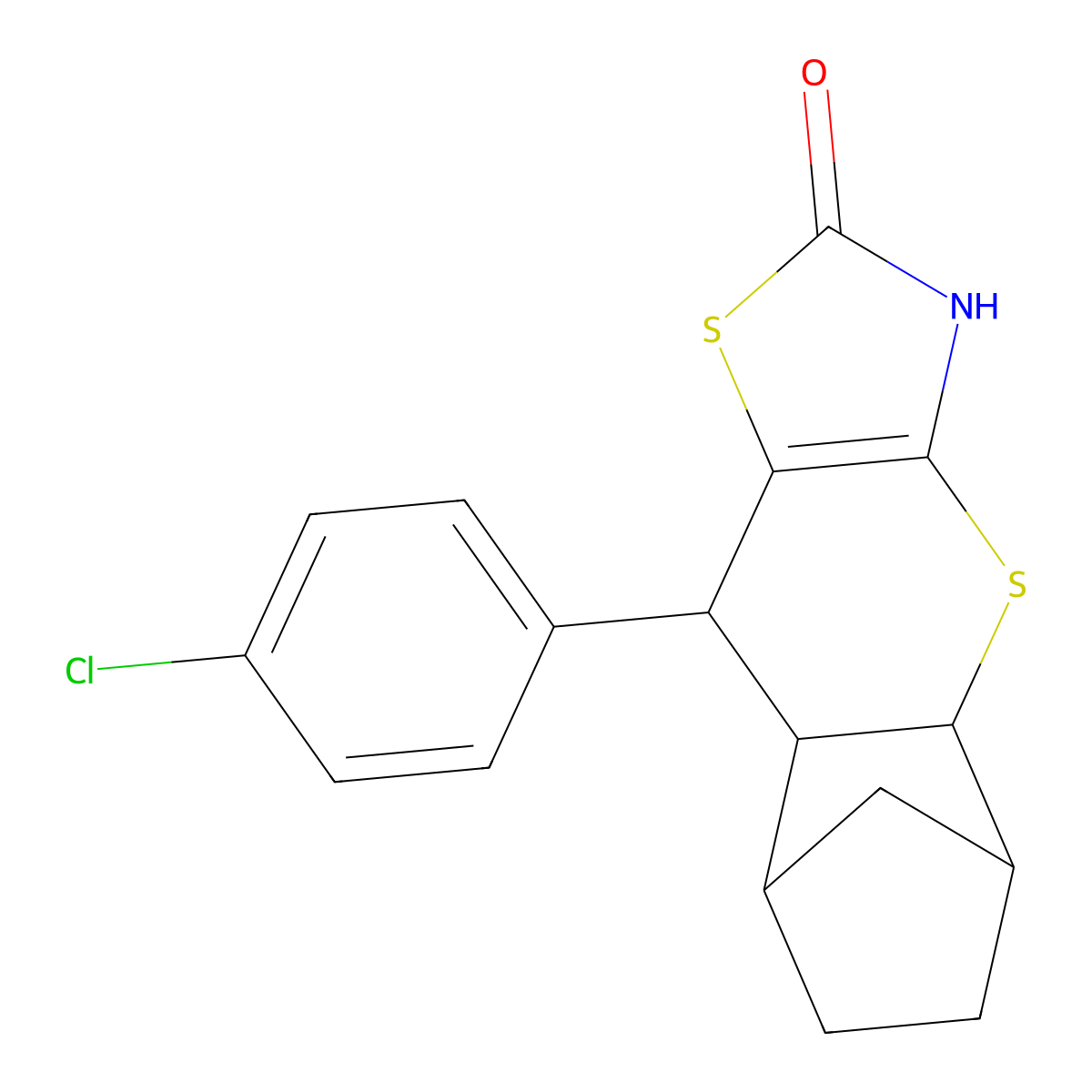 9-(4-chlorophenyl)-3,4a,5,6,7,8,8a,9-octahydro-2H-5,8-methanothiochromeno[2,3-d]thiazol-2-one molecular structure, CAS 1212182-58-5