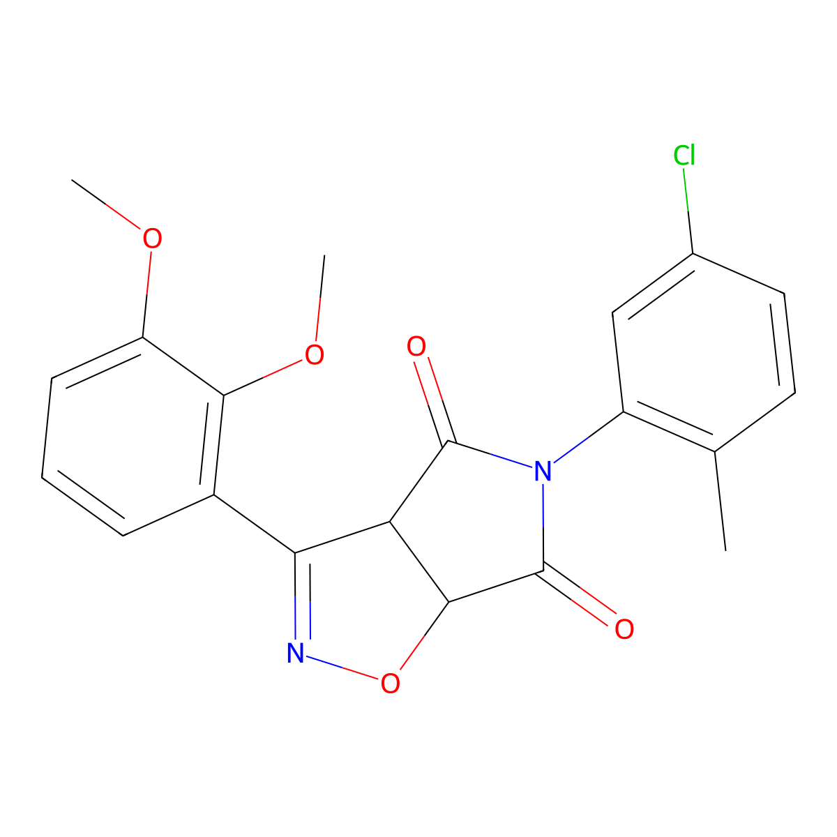 (3aR,6aS)-5-(5-chloro-2-methylphenyl)-3-(2,3-dimethoxyphenyl)-3aH-pyrrolo[3,4-d][1,2]oxazole-4,6(5H,6aH)-dione molecular structure, CAS 1212182-93-8