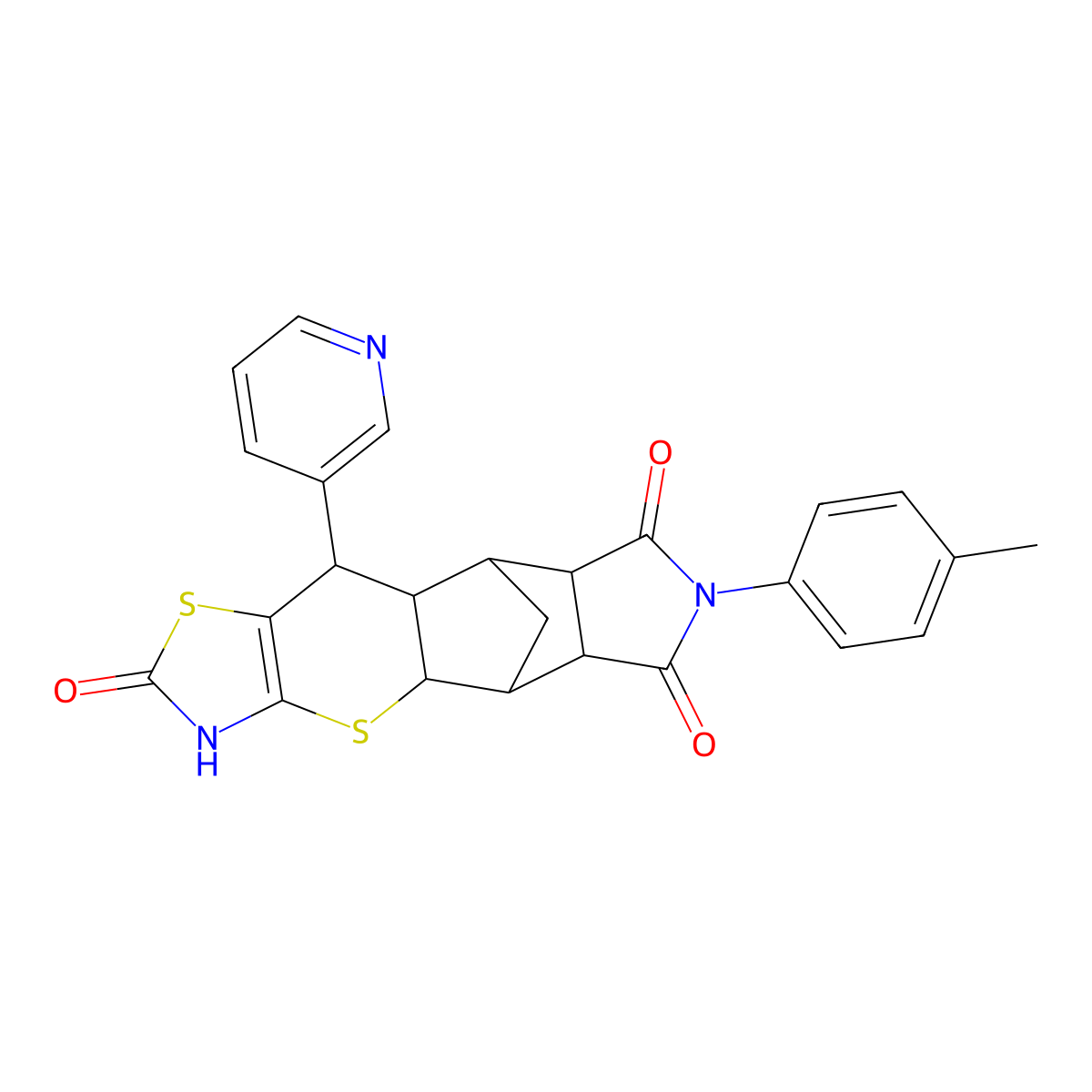 (4aR,5R,5aR,8aR,9S)-10-(pyridin-3-yl)-7-(p-tolyl)-5,5a,8a,9,9a,10-hexahydro-5,9-methanothiazolo[5',4':5,6]thiopyrano[2,3-f]isoindole-2,6,8(3H,4aH,7H)-trione molecular structure, CAS 1212185-07-3