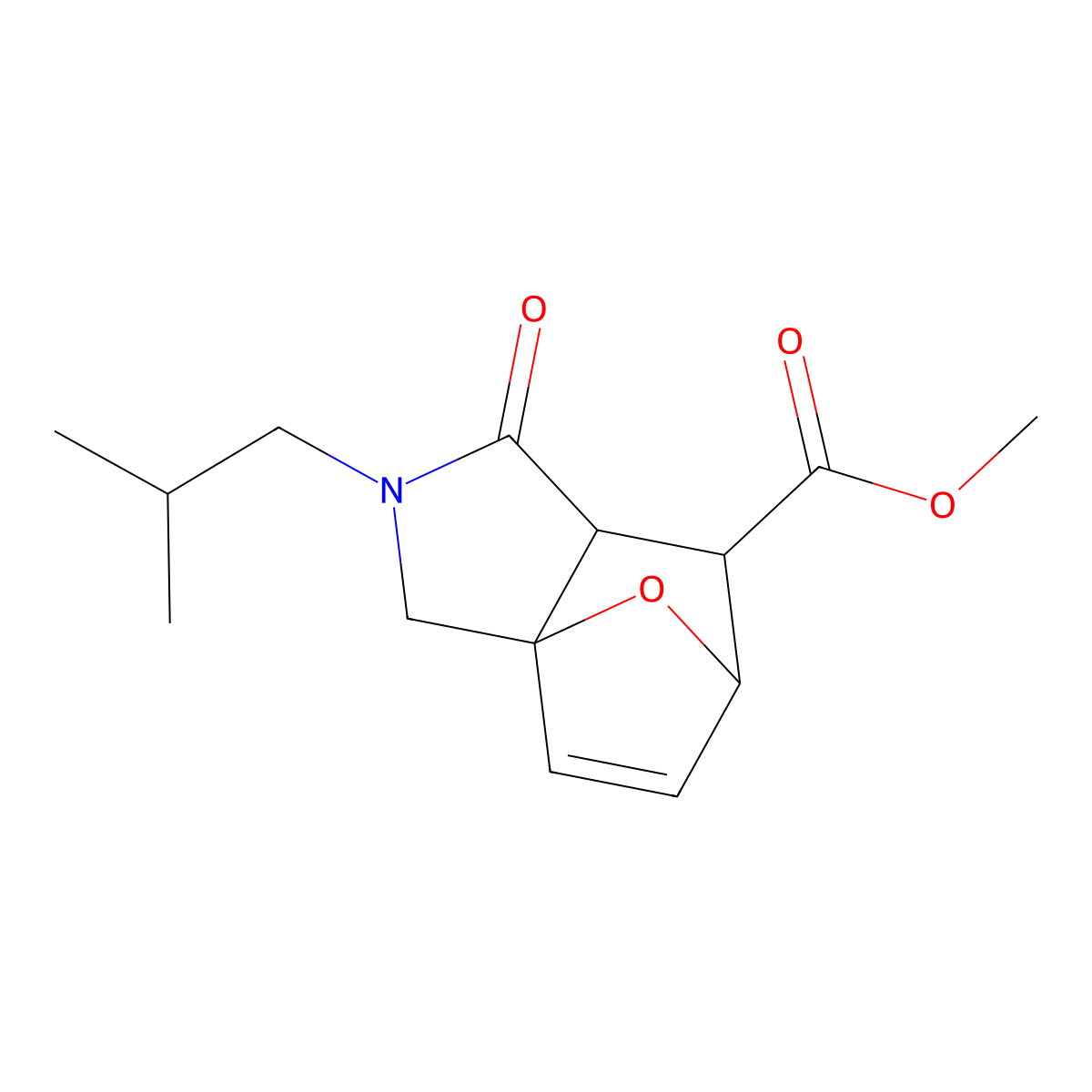 Methyl 2-(2-methylpropyl)-1-oxo-1,2,3,6,7,7a-hexahydro-3a,6-epoxyisoindole-7-carboxylate molecular structure, CAS 1212186-47-4