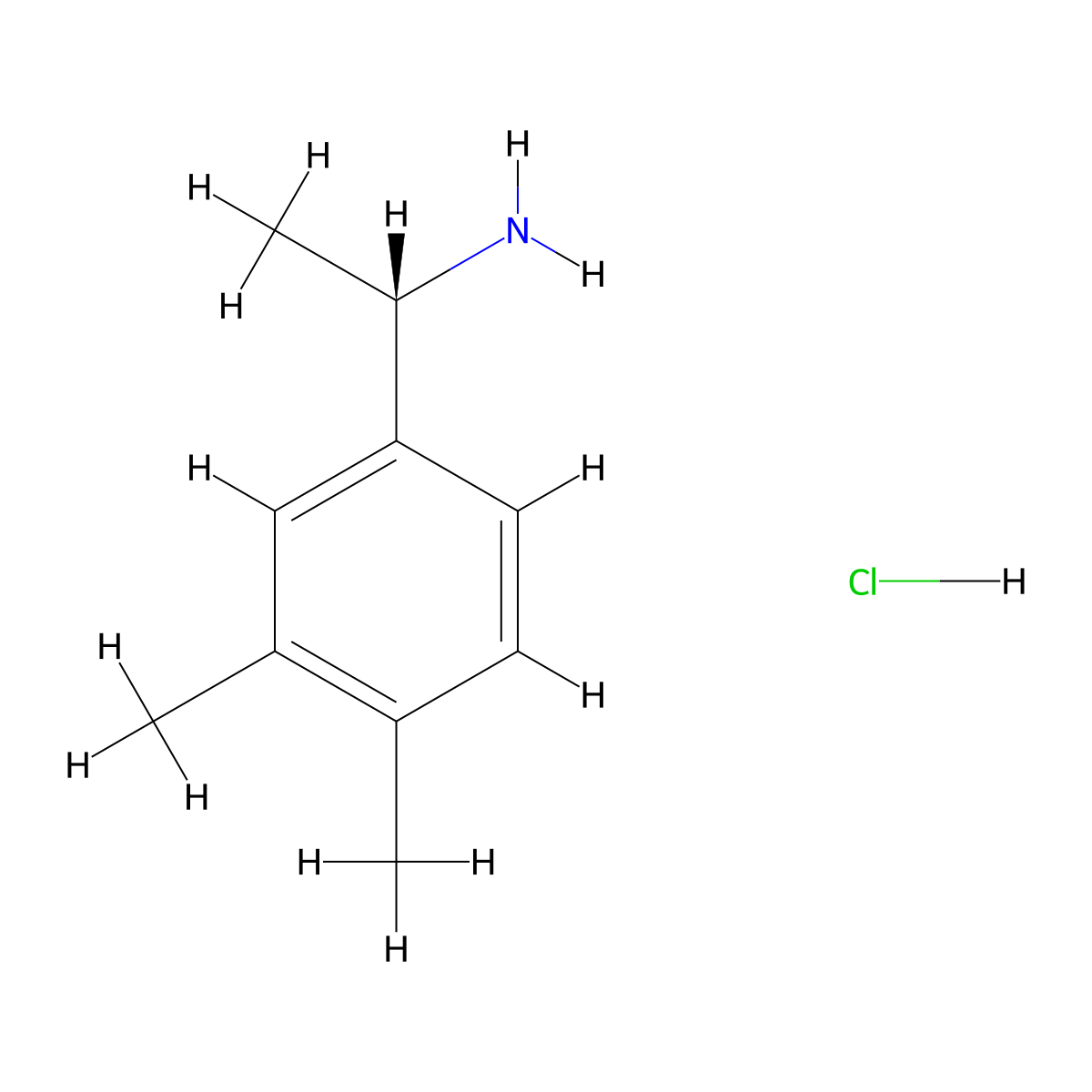 (1S)-1-(3,4-dimethylphenyl)ethan-1-amine hydrochloride molecular structure, CAS 1212186-90-7