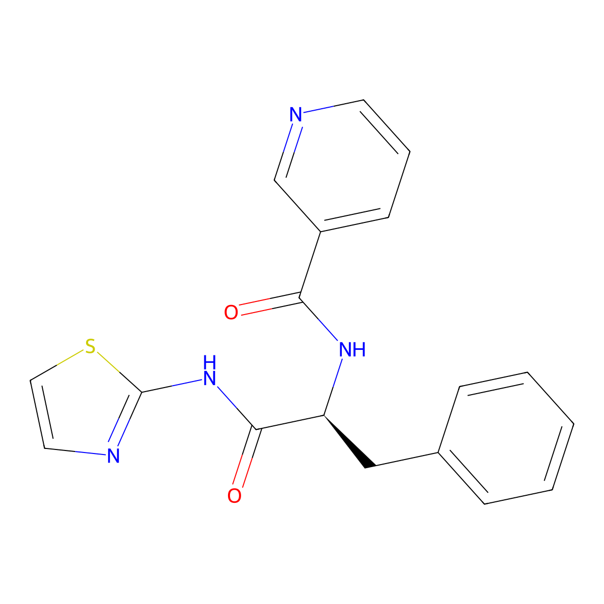 (S)-N-(1-oxo-3-phenyl-1-(thiazol-2-ylamino)propan-2-yl)nicotinamide molecular structure, CAS 1212188-03-8