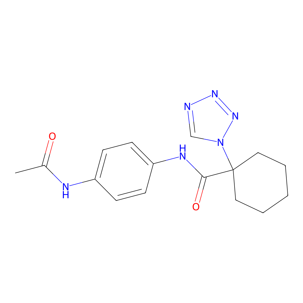 N-[4-(acetylamino)phenyl]-1-(1H-tetrazol-1-yl)cyclohexanecarboxamide molecular structure, CAS 1212188-61-8