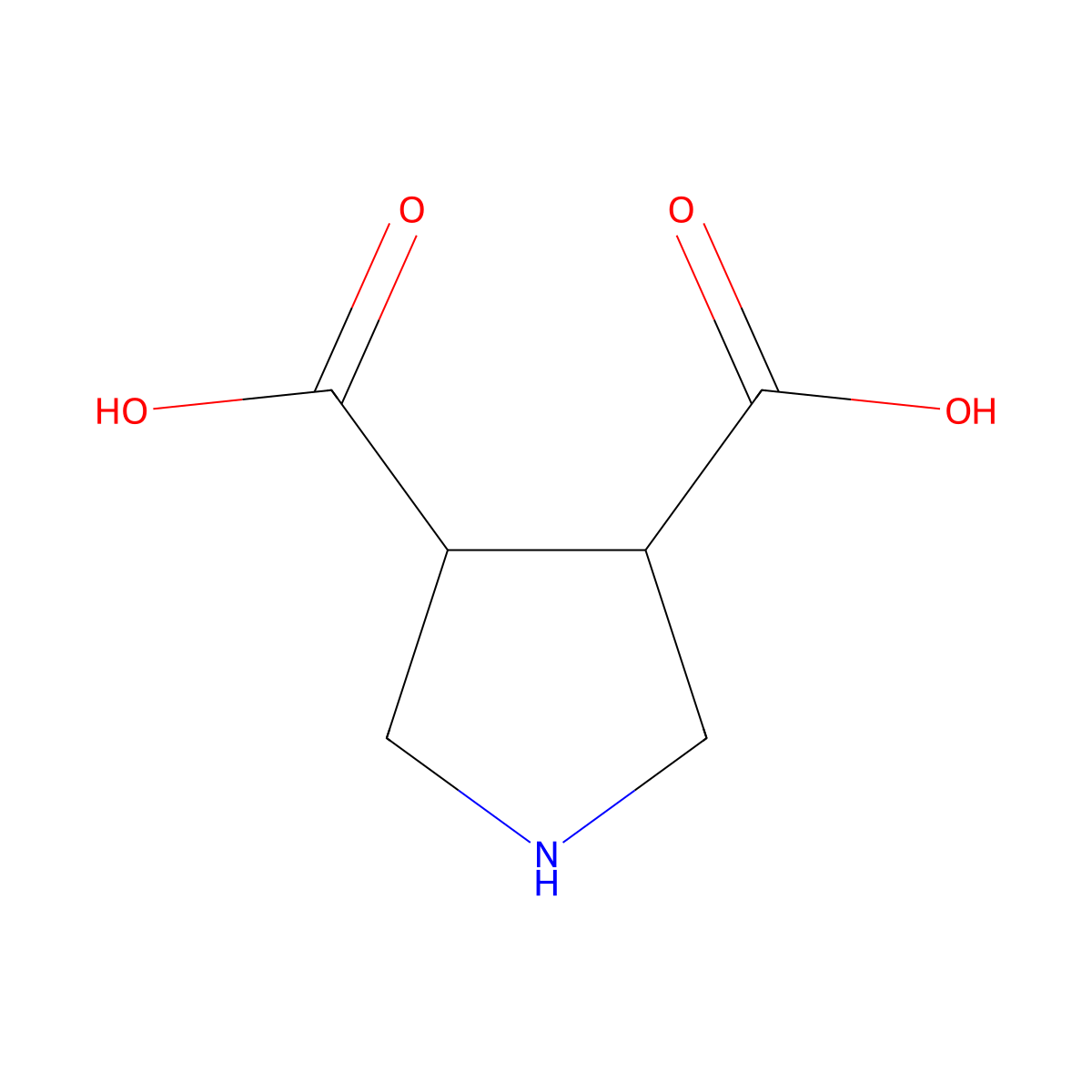 cis-3,4-Pyrrolidinedicarboxylic acid molecular structure, CAS 1212188-71-0