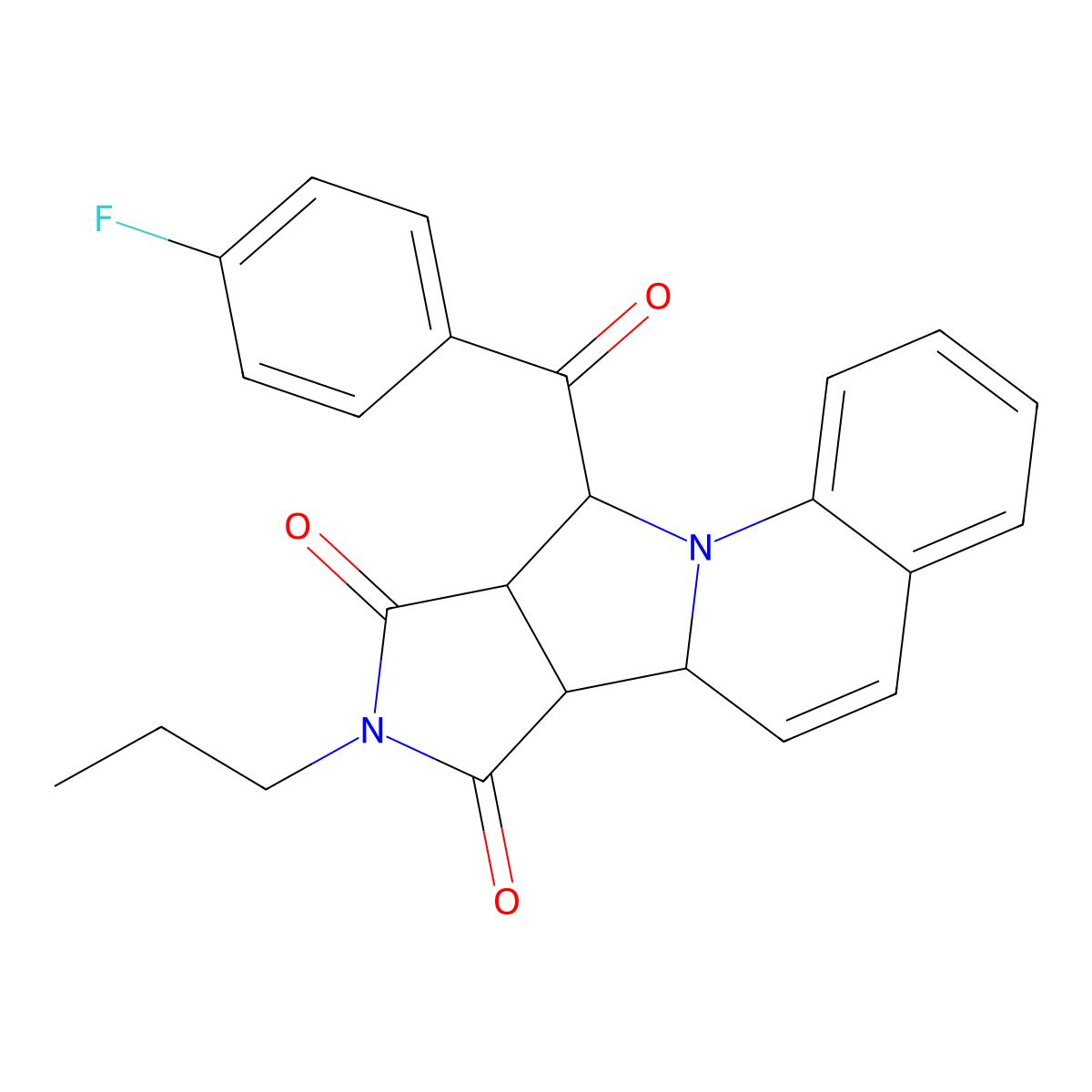 10-(4-Fluorobenzoyl)-6a,6b,9a,10-tetrahydro-8-propyl-7H-pyrrolo(3',4':3,4)pyrrolo(1,2-a)quinoline-7,9(8H)-dione molecular structure, CAS 1212188-72-1