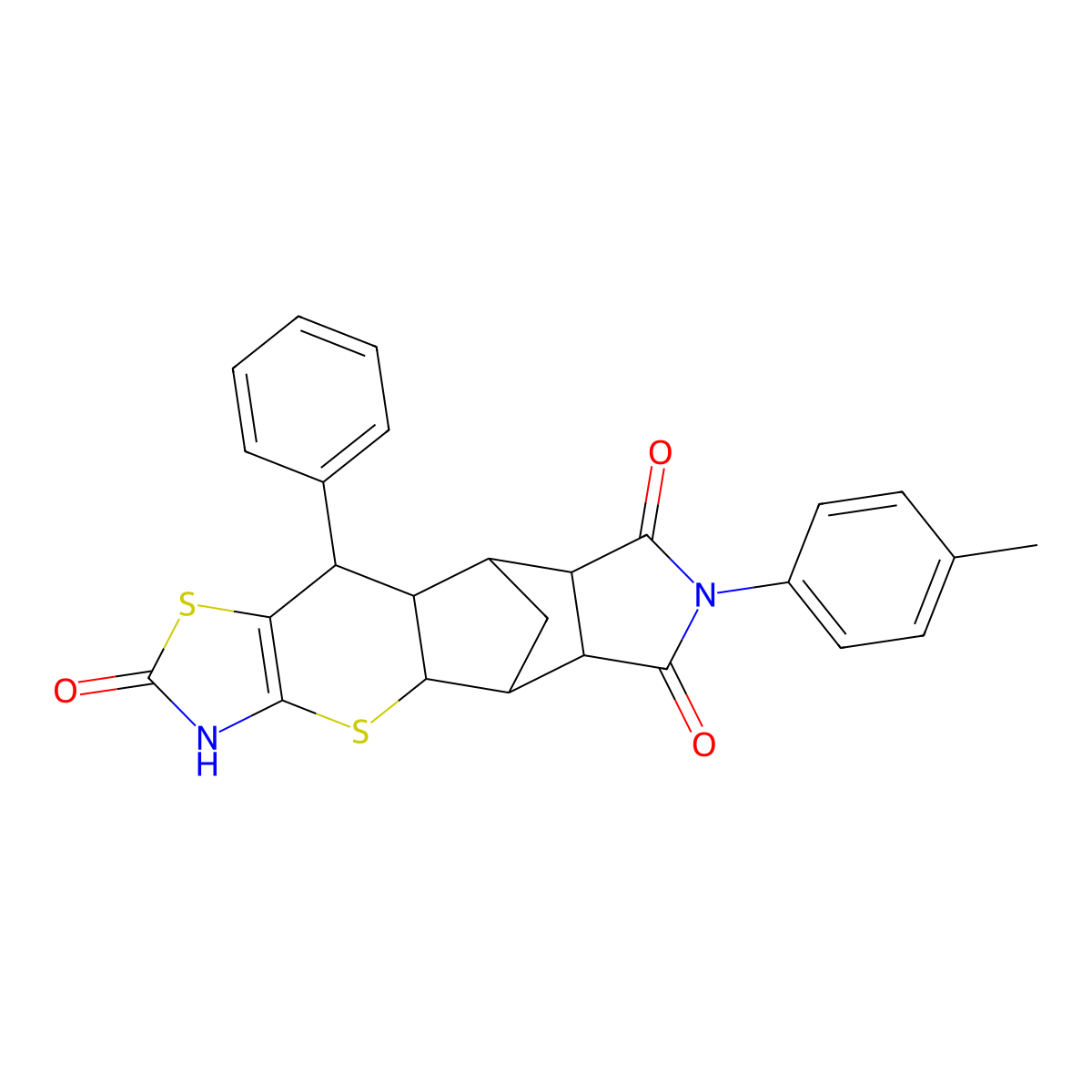 14-(4-Methylphenyl)-9-phenyl-3,7-dithia-5,14-diazapentacyclo[9.5.1.0^{2,10}.0^{4,8}.0^{12,16}]heptadec-4(8)-ene-6,13,15-trione molecular structure, CAS 1212189-53-1