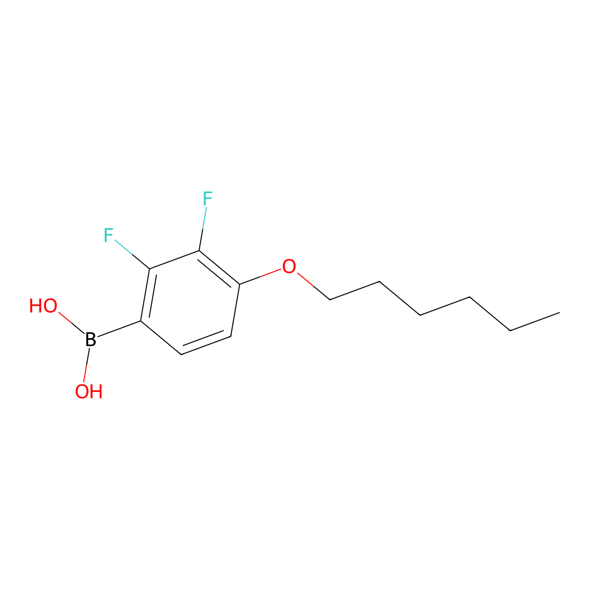2,3-Difluoro-4-(n-hexyloxy)phenylboronic acid molecular structure, CAS 121219-20-3