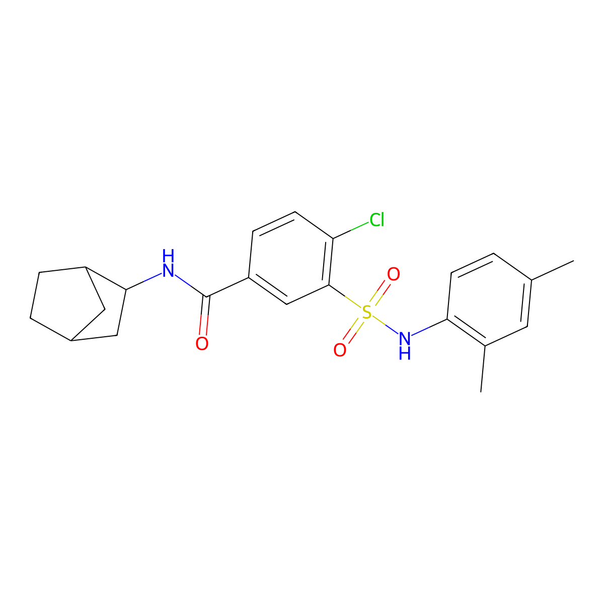 N-(3-bicyclo[2.2.1]heptanyl)-4-chloro-3-[(2,4-dimethylphenyl)sulfamoyl]benzamide molecular structure, CAS 1212194-62-1