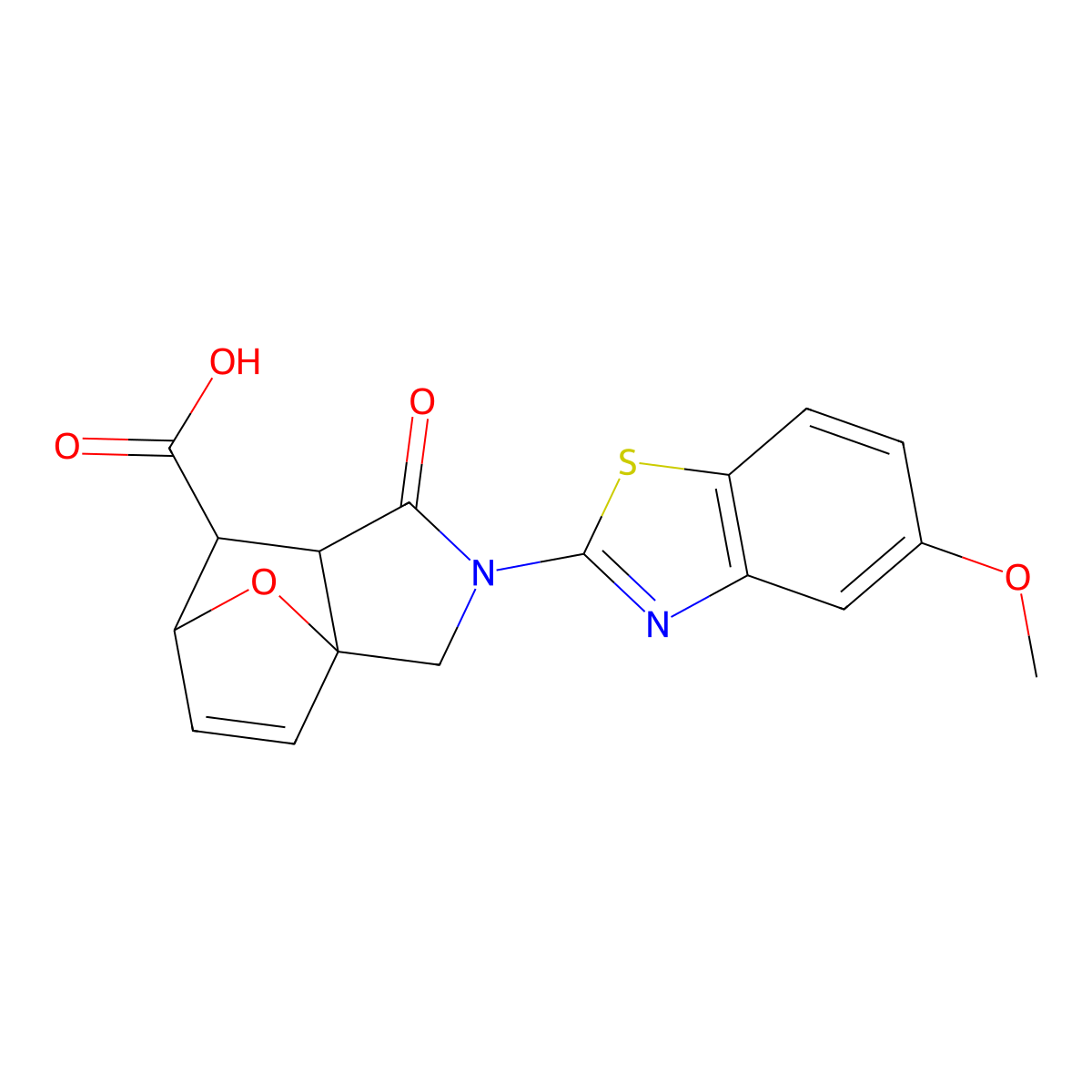 (3aS,6R)-2-(5-methoxy-1,3-benzothiazol-2-yl)-1-oxo-1,2,3,6,7,7a-hexahydro-3a,6-epoxyisoindole-7-carboxylic acid molecular structure, CAS 1212194-86-9