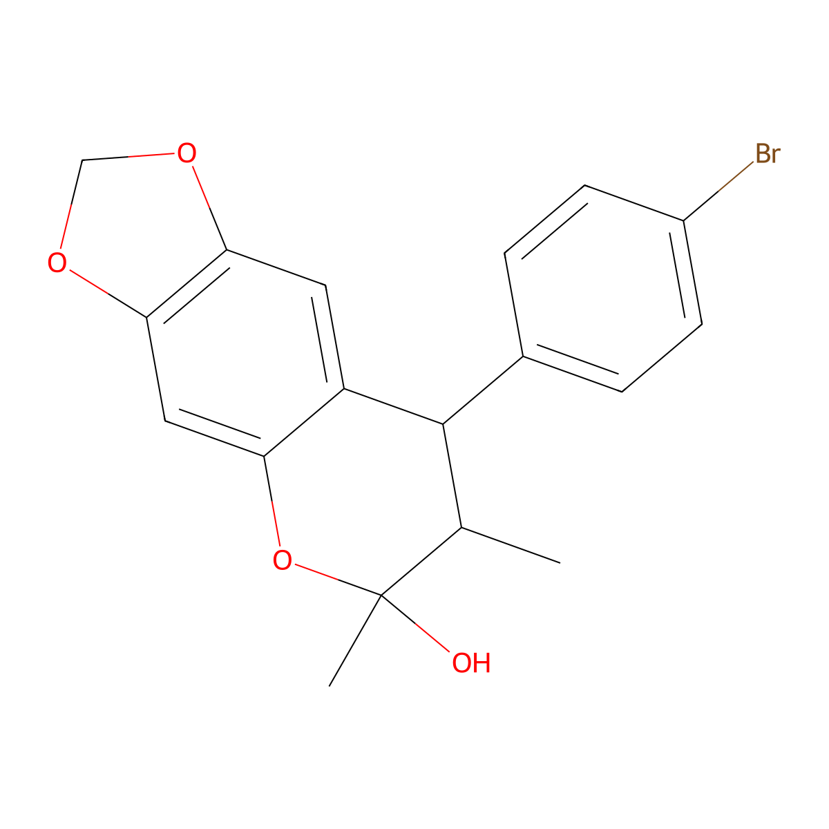 8-(4-bromophenyl)-6,7-dimethyl-7,8-dihydro-6H-[1,3]dioxolo[4,5-g]chromen-6-ol molecular structure, CAS 1212202-17-9