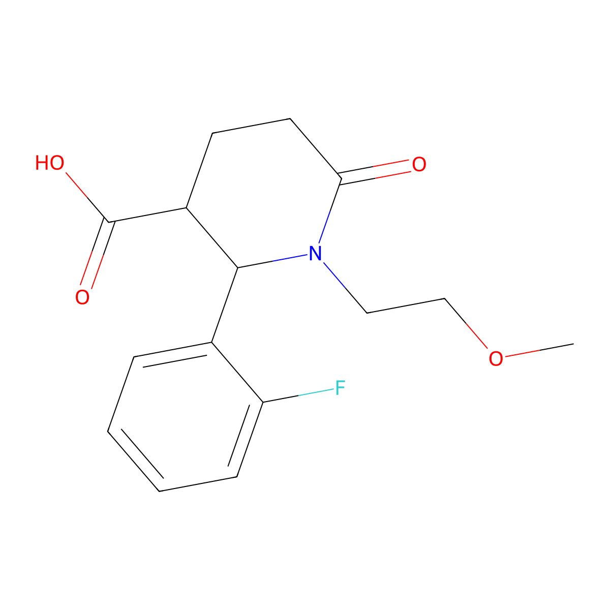 2-(2-Fluorophenyl)-1-(2-methoxyethyl)-6-oxopiperidine-3-carboxylic acid molecular structure, CAS 1212202-38-4