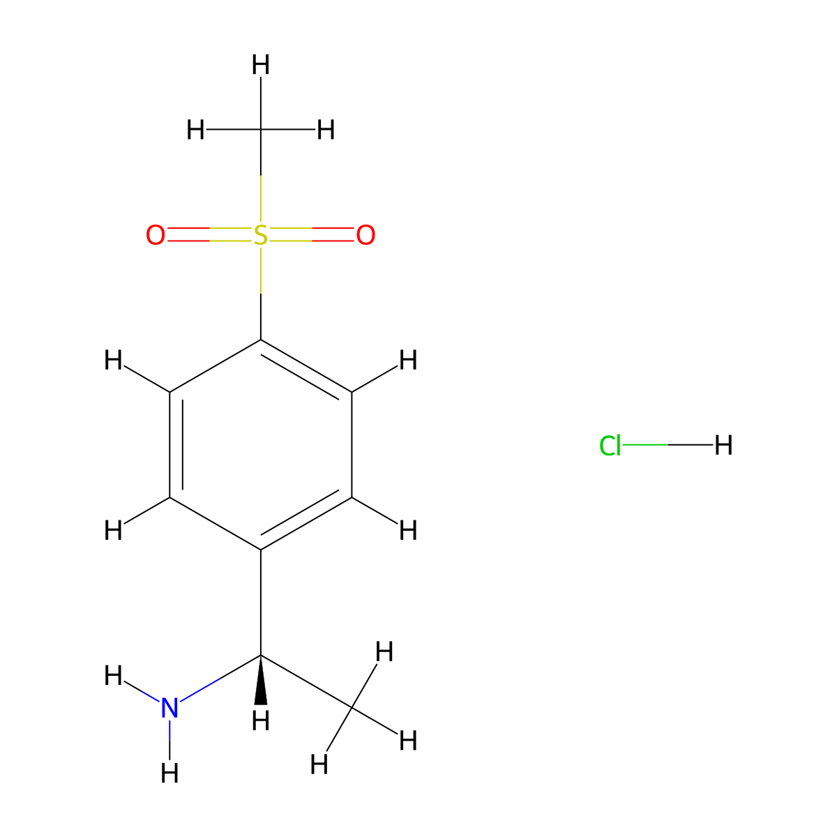 (1S)-1-(4-methanesulfonylphenyl)ethan-1-amine hydrochloride molecular structure, CAS 1212202-62-4