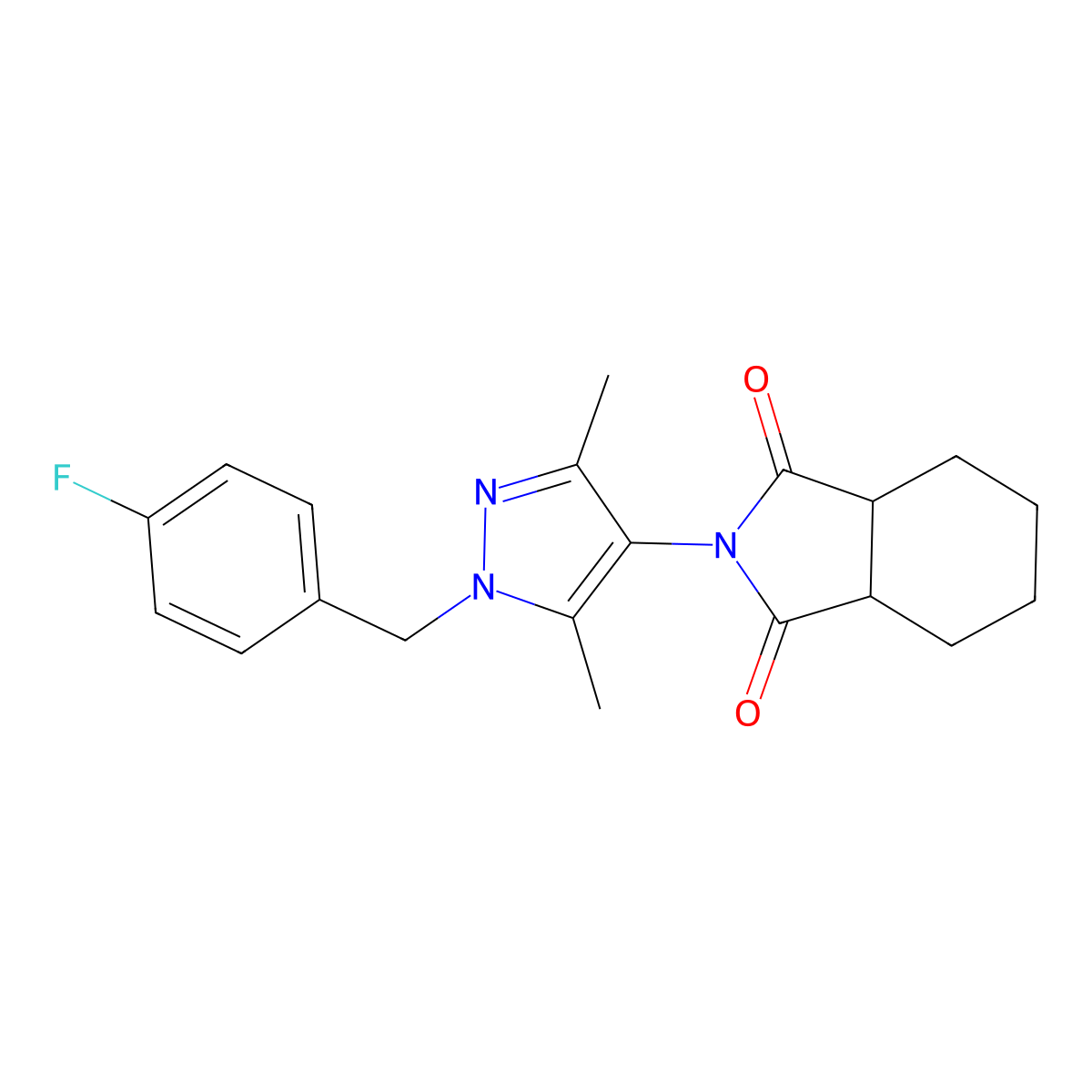 (3aR,7aS)-2-[1-(4-fluorobenzyl)-3,5-dimethyl-1H-pyrazol-4-yl]hexahydro-1H-isoindole-1,3(2H)-dione molecular structure, CAS 1212203-99-0