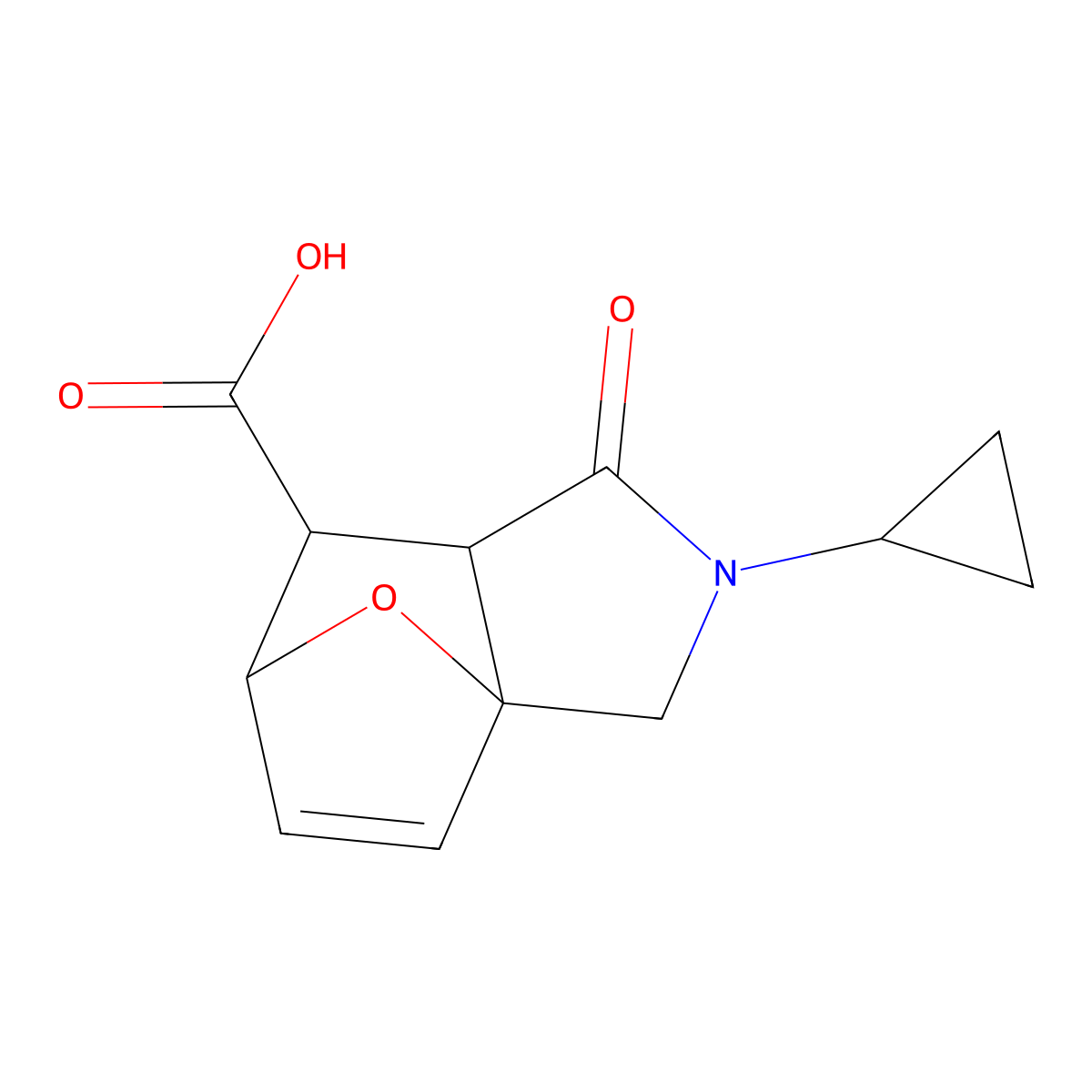 2-Cyclopropyl-1-oxo-1,2,3,6,7,7a-hexahydro-3a,6-epoxyisoindole-7-carboxylic acid molecular structure, CAS 1212204-80-2
