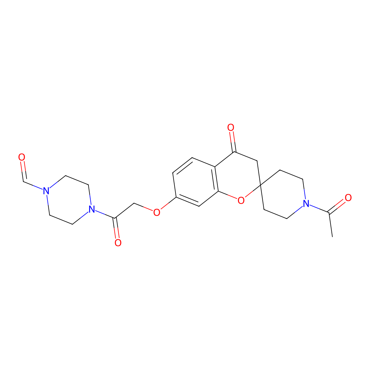 4-{[(1'-Acetyl-4-oxo-3,4-dihydrospiro[chromene-2,4'-piperidin]-7-yl)oxy]acetyl}-1-piperazinecarbaldehyde molecular structure, CAS 1212205-15-6