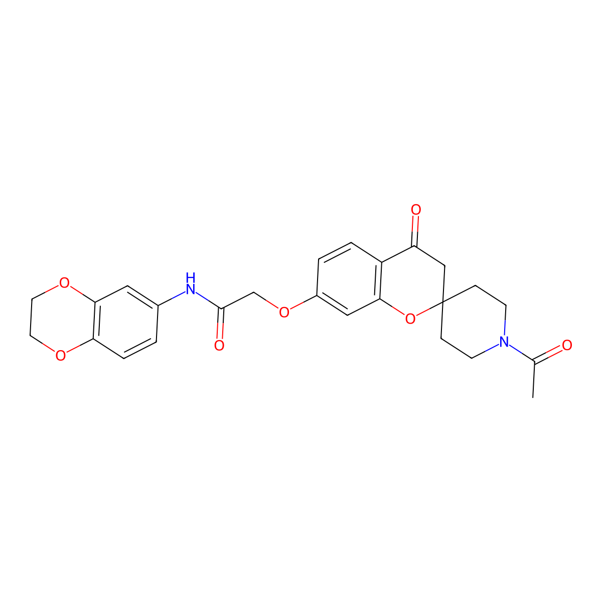 2-[(1'-acetyl-4-oxo-3,4-dihydrospiro[chromene-2,4'-piperidin]-7-yl)oxy]-N-(2,3-dihydro-1,4-benzodioxin-6-yl)acetamide molecular structure, CAS 1212206-22-8