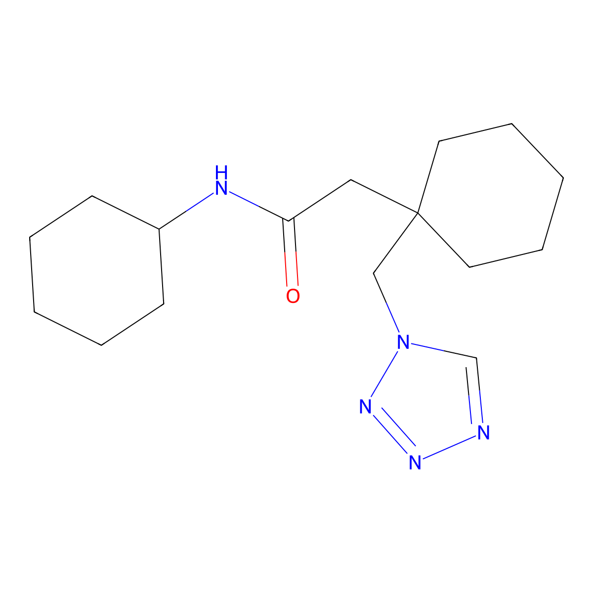 N-cyclohexyl-2-[1-(1H-tetrazol-1-ylmethyl)cyclohexyl]acetamide molecular structure, CAS 1212206-52-4