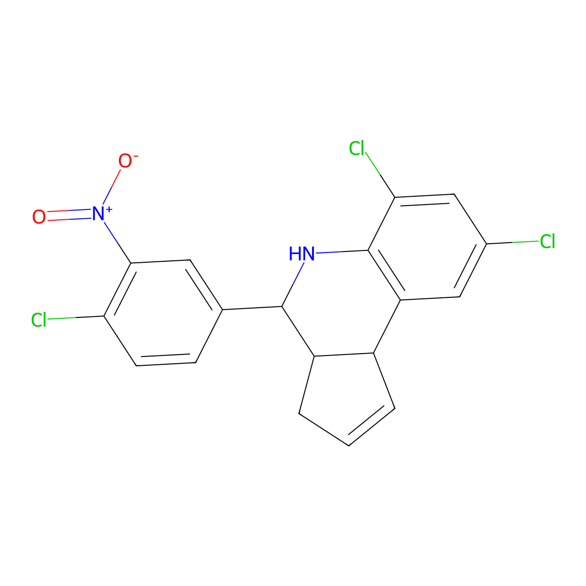 6,8-dichloro-4-(4-chloro-3-nitrophenyl)-3a,4,5,9b-tetrahydro-3H-cyclopenta[c]quinoline molecular structure, CAS 1212211-00-1