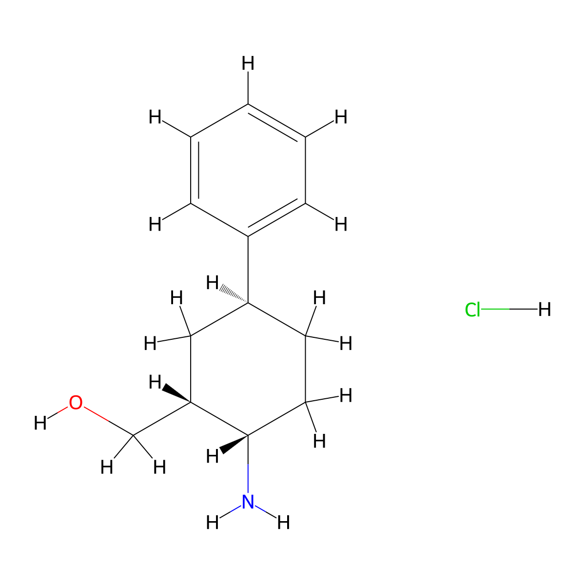cis-(2-Amino-trans-5-phenyl-cyclohexyl)-methanol hydrochloride molecular structure, CAS 1212211-92-1