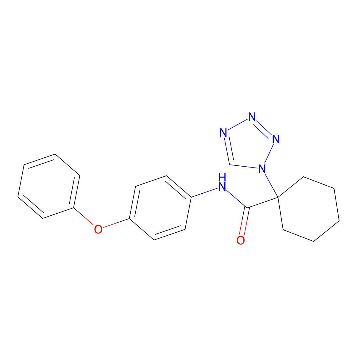 N-(4-phenoxyphenyl)-1-(1H-tetrazol-1-yl)cyclohexanecarboxamide molecular structure, CAS 1212212-74-2