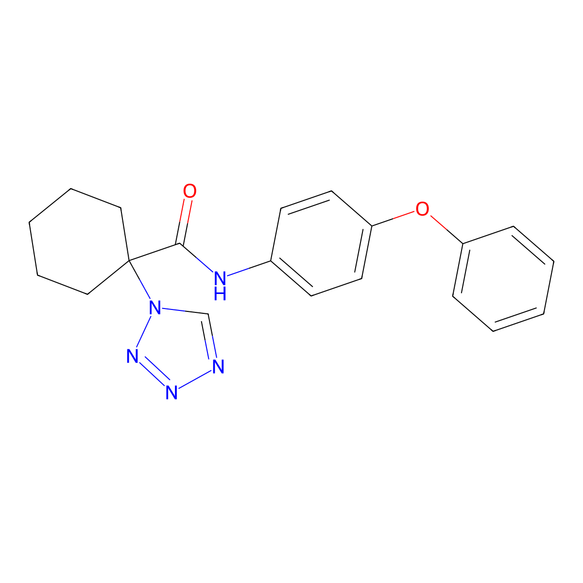 N-(4-phenoxyphenyl)-1-(1H-tetrazol-1-yl)cyclohexanecarboxamide molecular structure, CAS 1212212-74-2