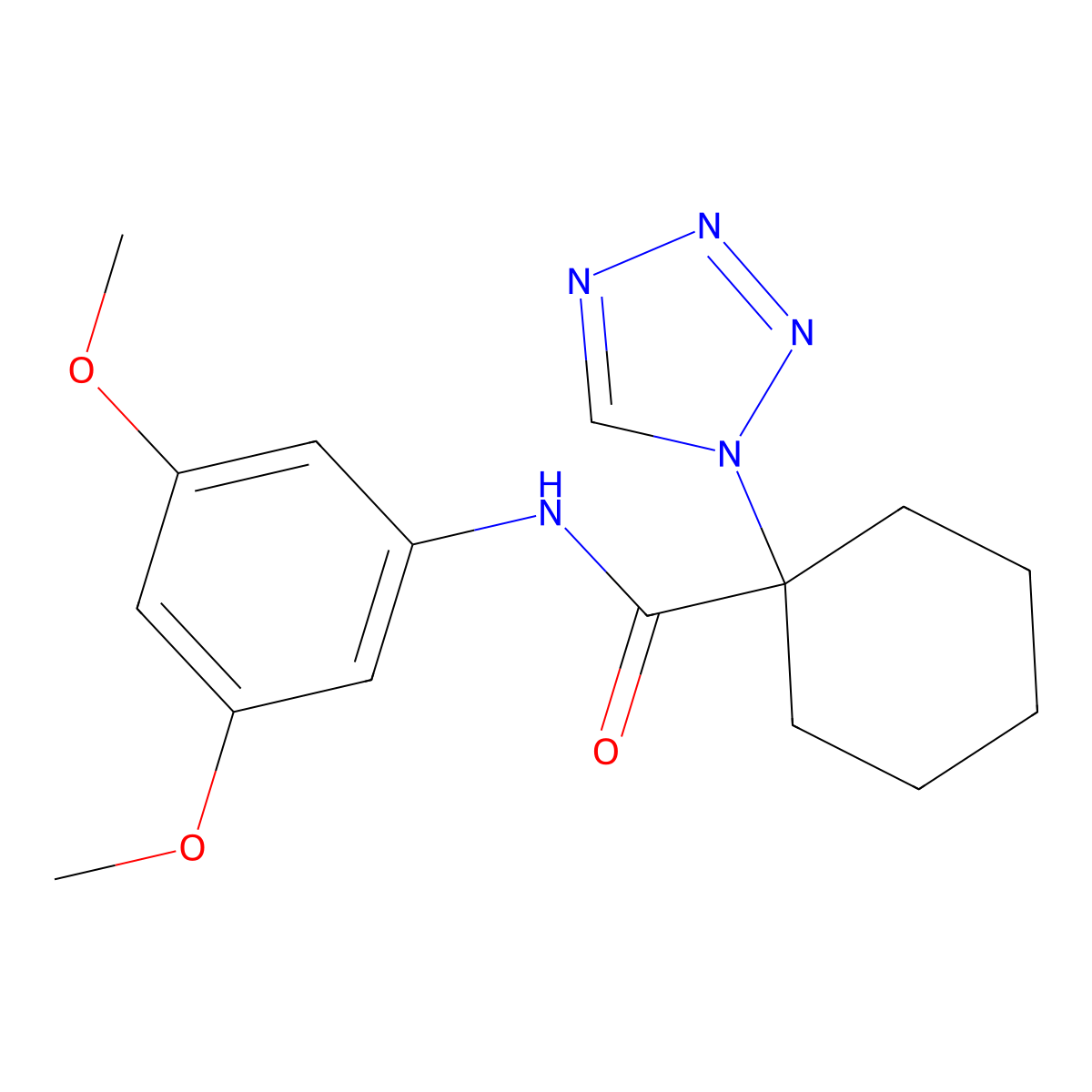 N-(3,5-dimethoxyphenyl)-1-(1H-tetrazol-1-yl)cyclohexanecarboxamide molecular structure, CAS 1212213-58-5