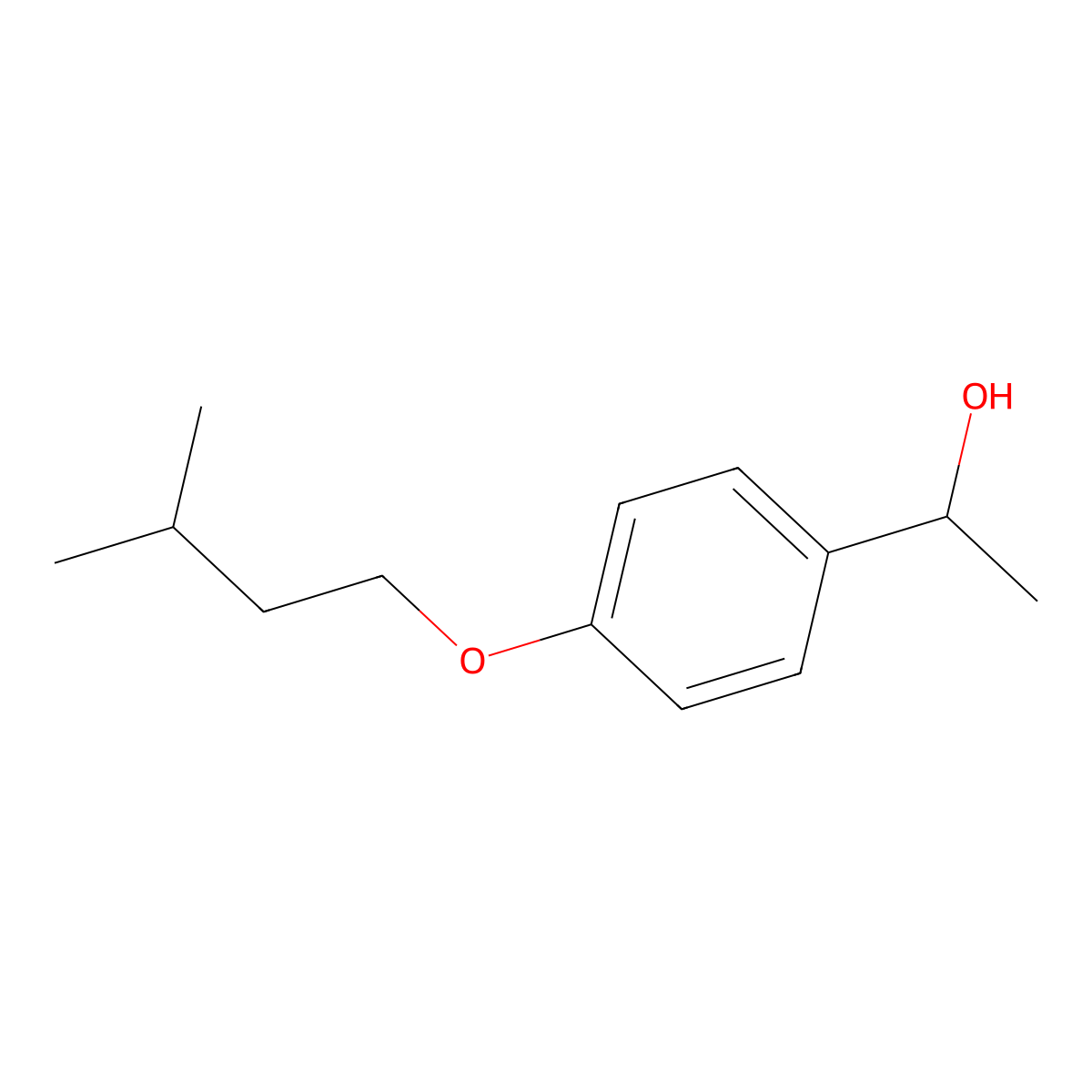 (1R)-1-[4-(3-Methylbutoxy)phenyl]ethan-1-ol molecular structure, CAS 1212214-47-5