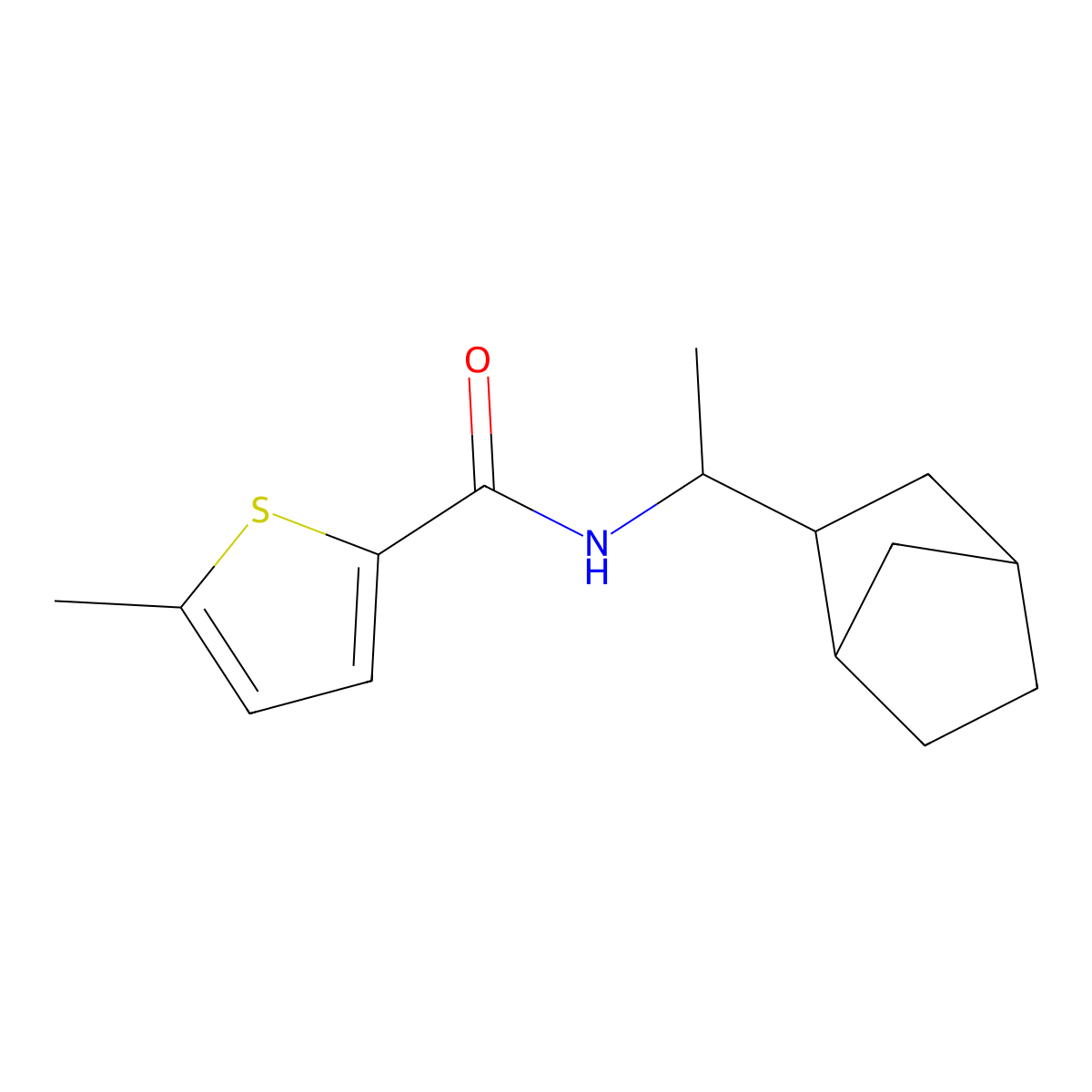 N-[1-(3-bicyclo[2.2.1]heptanyl)ethyl]-5-methylthiophene-2-carboxamide molecular structure, CAS 1212215-46-7