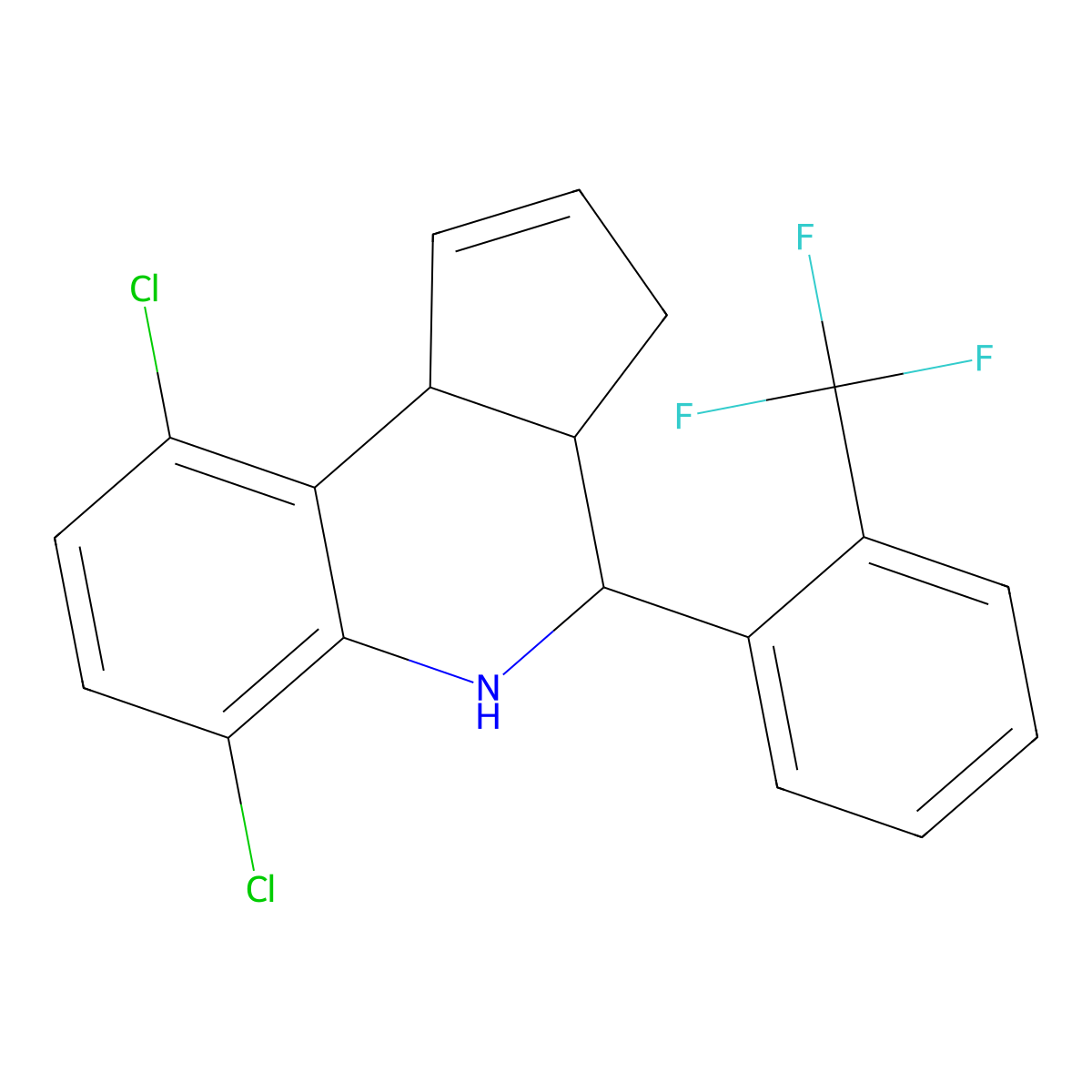 6,9-dichloro-4-[2-(trifluoromethyl)phenyl]-3a,4,5,9b-tetrahydro-3H-cyclopenta[c]quinoline molecular structure, CAS 1212216-16-4
