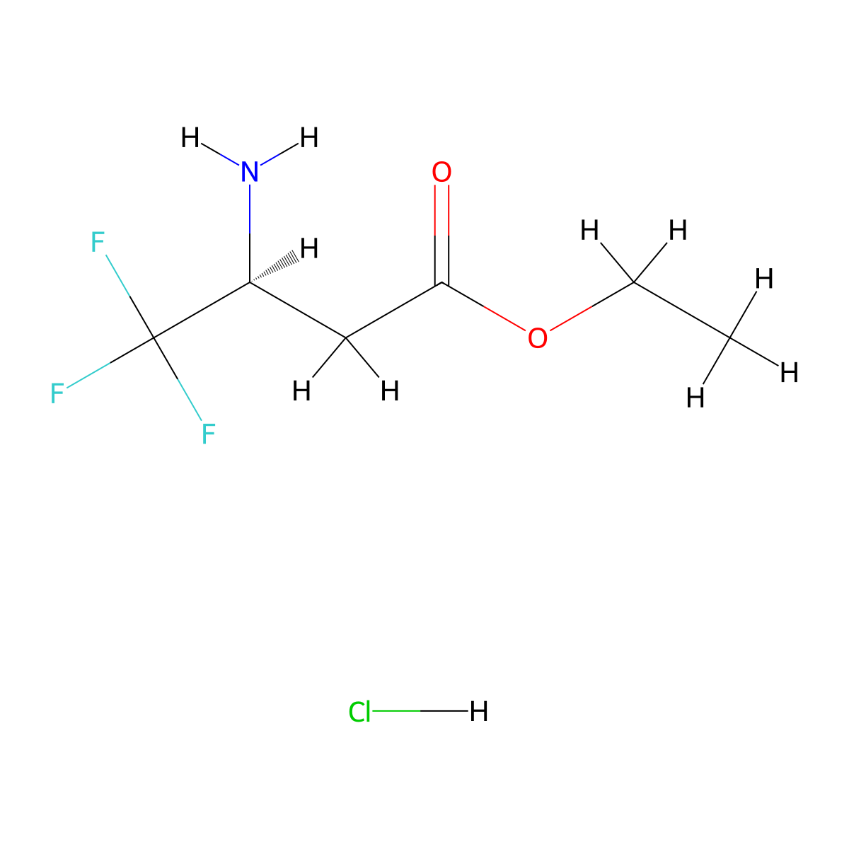 (S)-Ethyl 3-amino-4,4,4-trifluorobutanoate hcl molecular structure, CAS 1212216-61-9