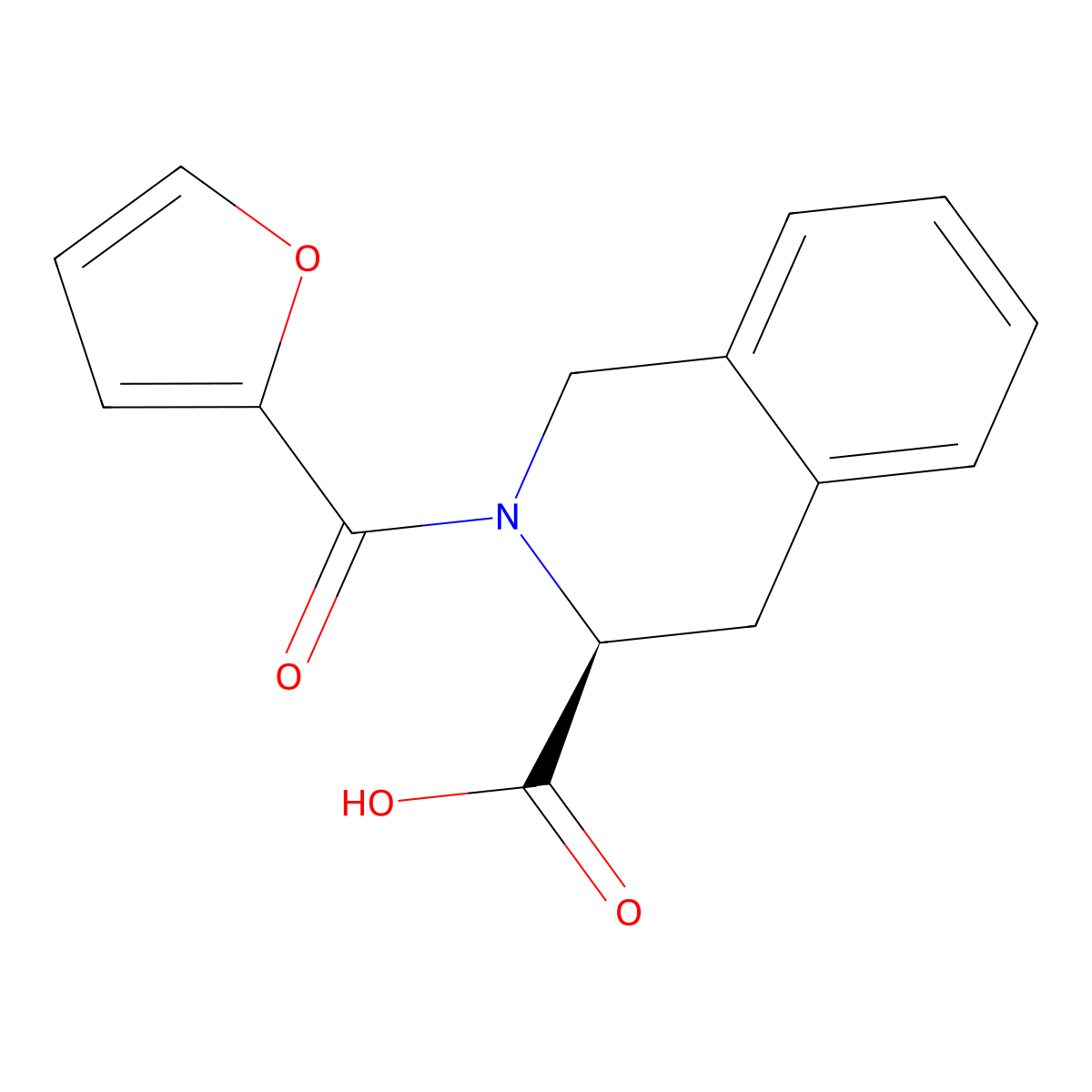 (3S)-2-(Furan-2-carbonyl)-1,2,3,4-tetrahydroisoquinoline-3-carboxylic acid molecular structure, CAS 1212219-26-5