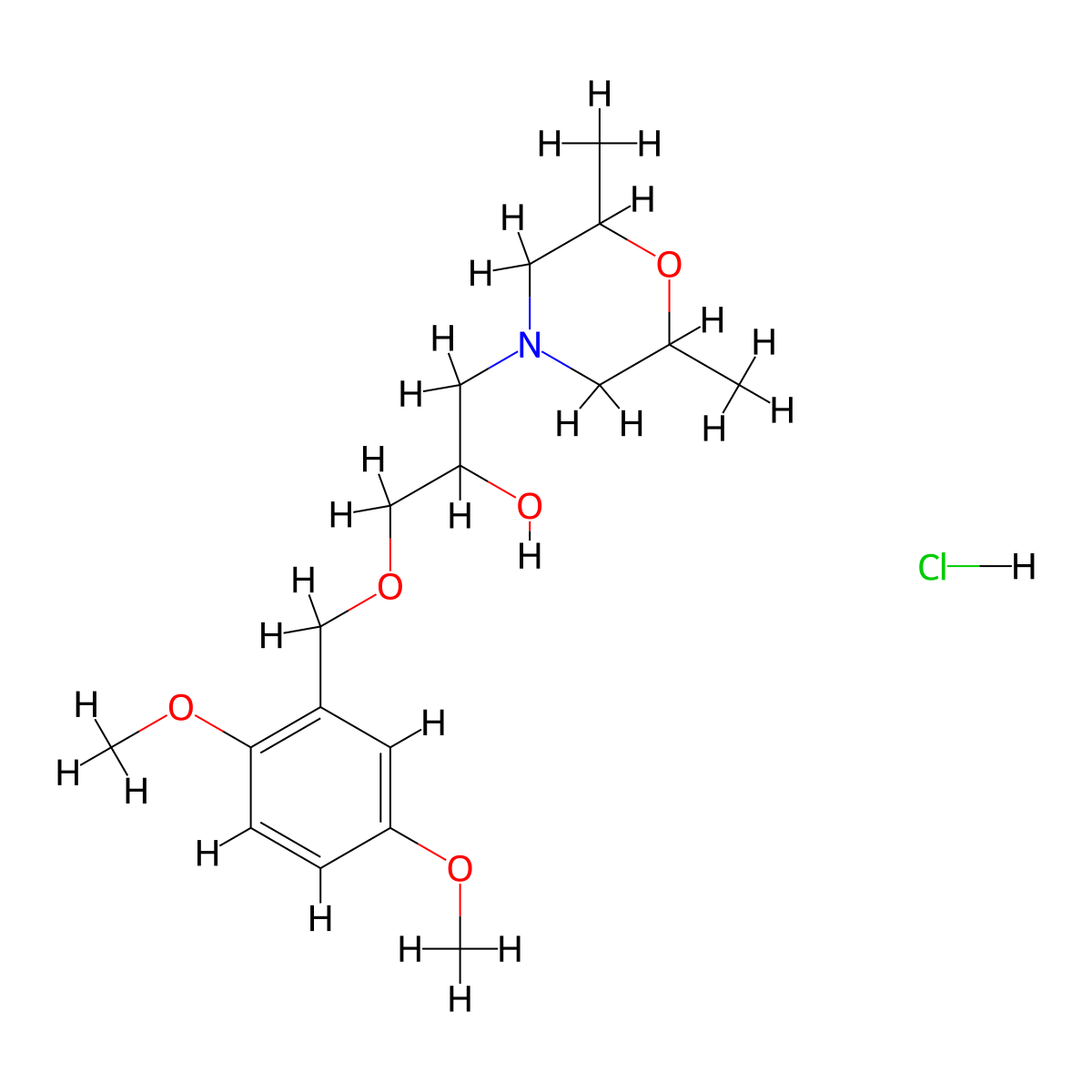 1-((2,5-Dimethoxybenzyl)oxy)-3-(2,6-dimethylmorpholino)propan-2-ol hydrochloride molecular structure, CAS 1212219-69-6