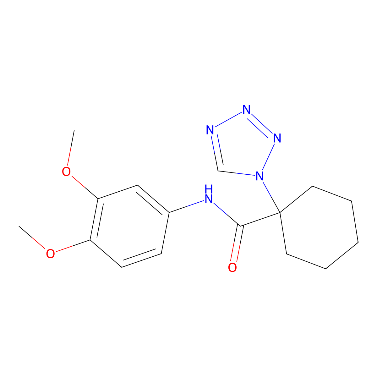 N-(3,4-dimethoxyphenyl)-1-(1H-tetrazol-1-yl)cyclohexanecarboxamide molecular structure, CAS 1212222-62-2