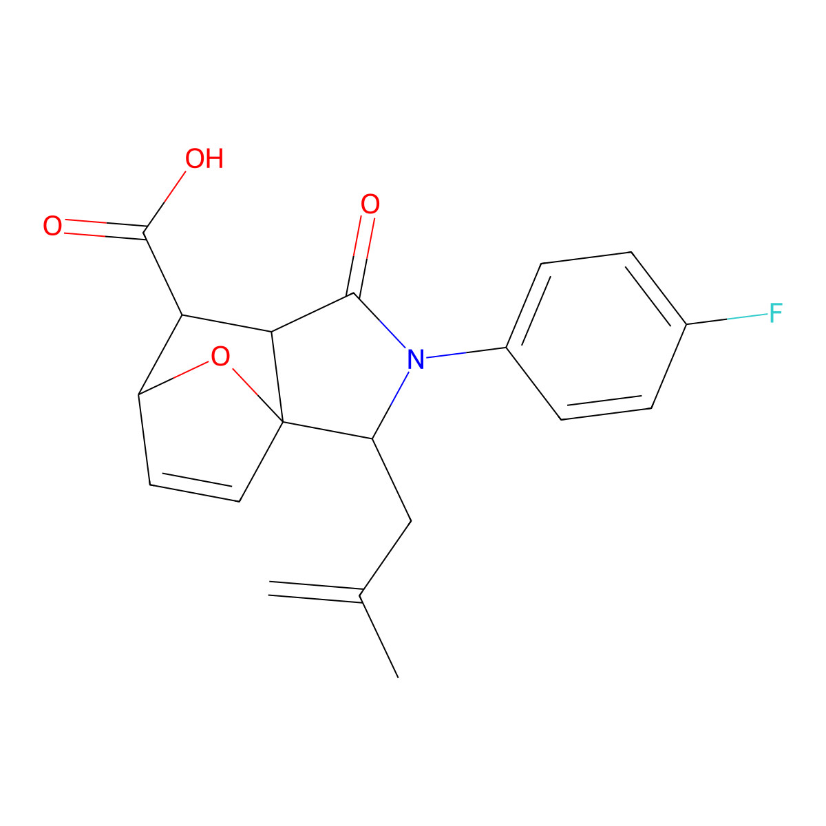 2-(4-Fluorophenyl)-3-(2-methylprop-2-en-1-yl)-1-oxo-1,2,3,6,7,7a-hexahydro-3a,6-epoxyisoindole-7-carboxylic acid molecular structure, CAS 1212224-63-9