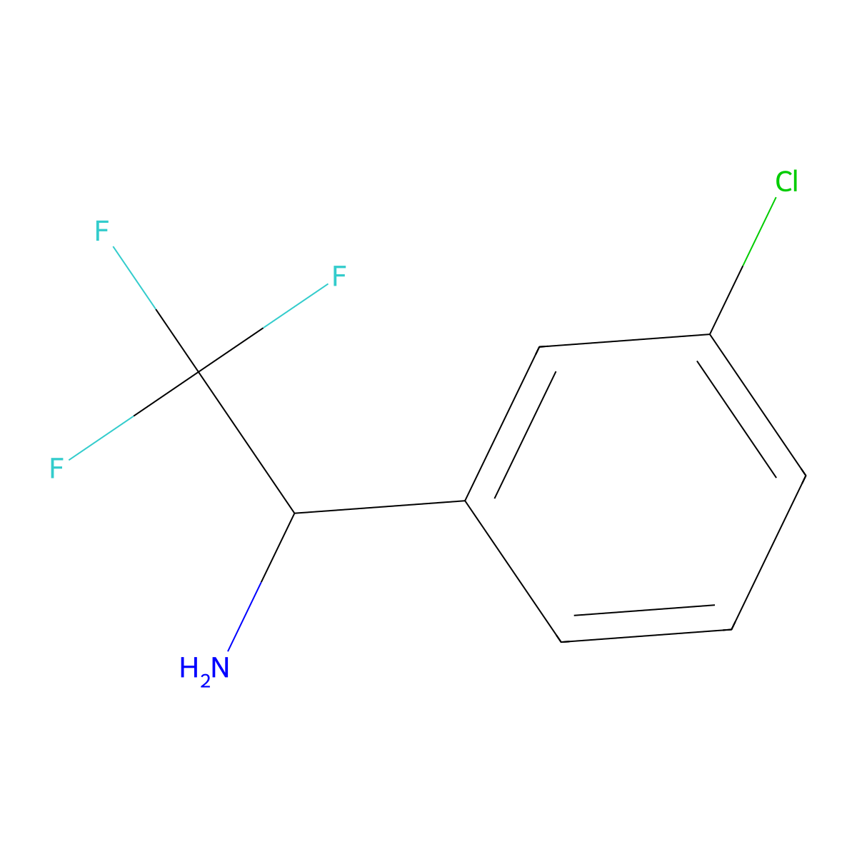 (1S)-1-(3-Chlorophenyl)-2,2,2-trifluoroethylamine molecular structure, CAS 1212224-82-2