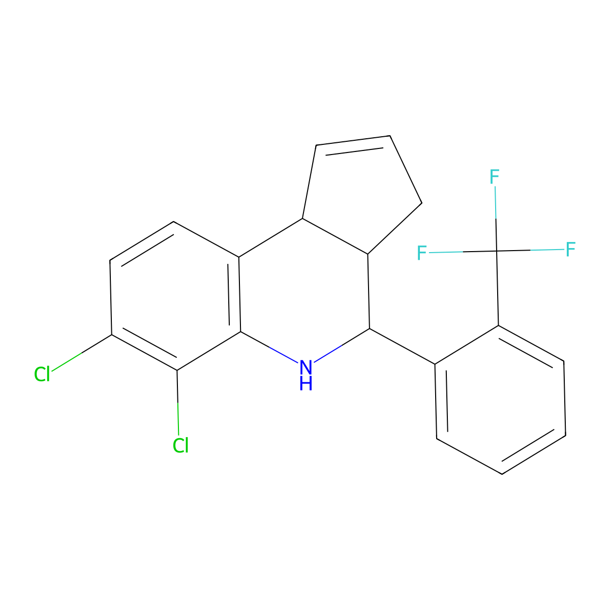 6,7-dichloro-4-[2-(trifluoromethyl)phenyl]-3a,4,5,9b-tetrahydro-3H-cyclopenta[c]quinoline molecular structure, CAS 1212225-31-4