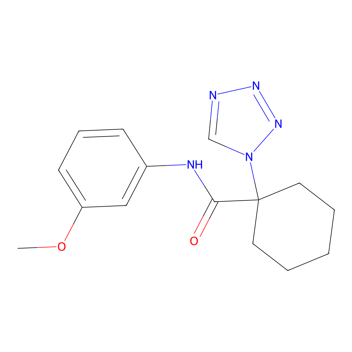 N-(3-methoxyphenyl)-1-(1H-tetrazol-1-yl)cyclohexanecarboxamide molecular structure, CAS 1212225-77-8