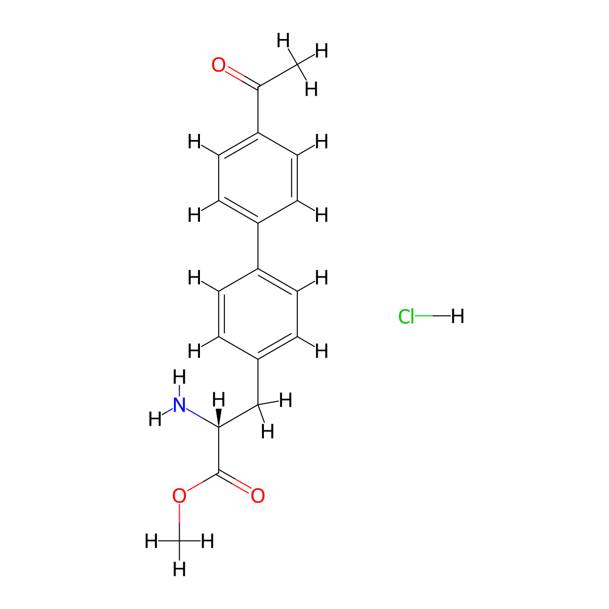 (R)-Methyl 3-(4'-acetylbiphenyl-4-yl)-2-aminopropanoate hydrochloride molecular structure, CAS 1212227-45-6