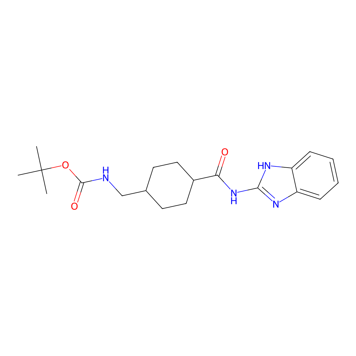 [4-(1H-Benzoimidazol-2-ylcarbamoyl)cyclohexylmethyl]carbamic acid tert-butyl ester molecular structure, CAS 1212227-46-7