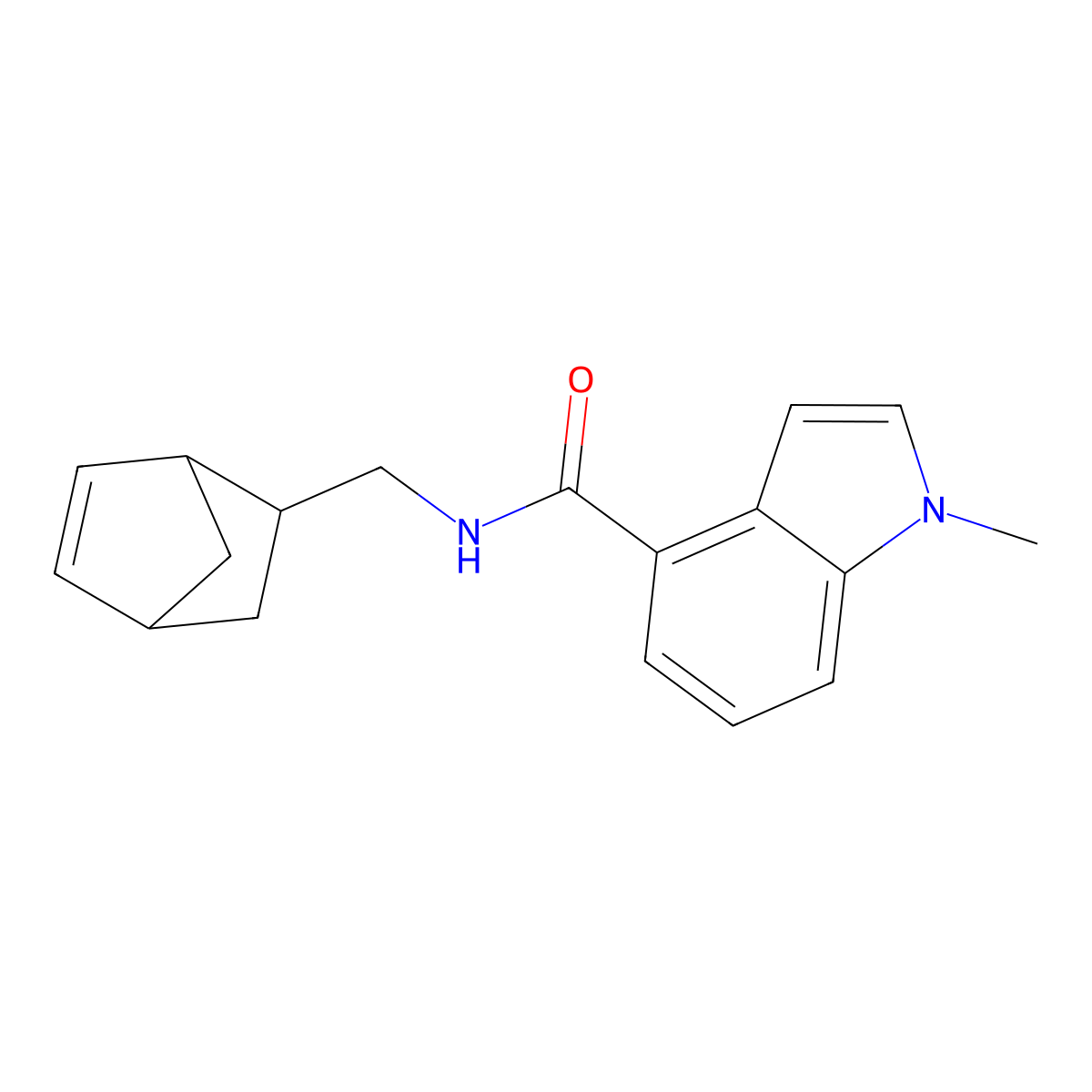 N-(bicyclo[2.2.1]hept-5-en-2-ylmethyl)-1-methyl-1H-indole-4-carboxamide molecular structure, CAS 1212229-78-1