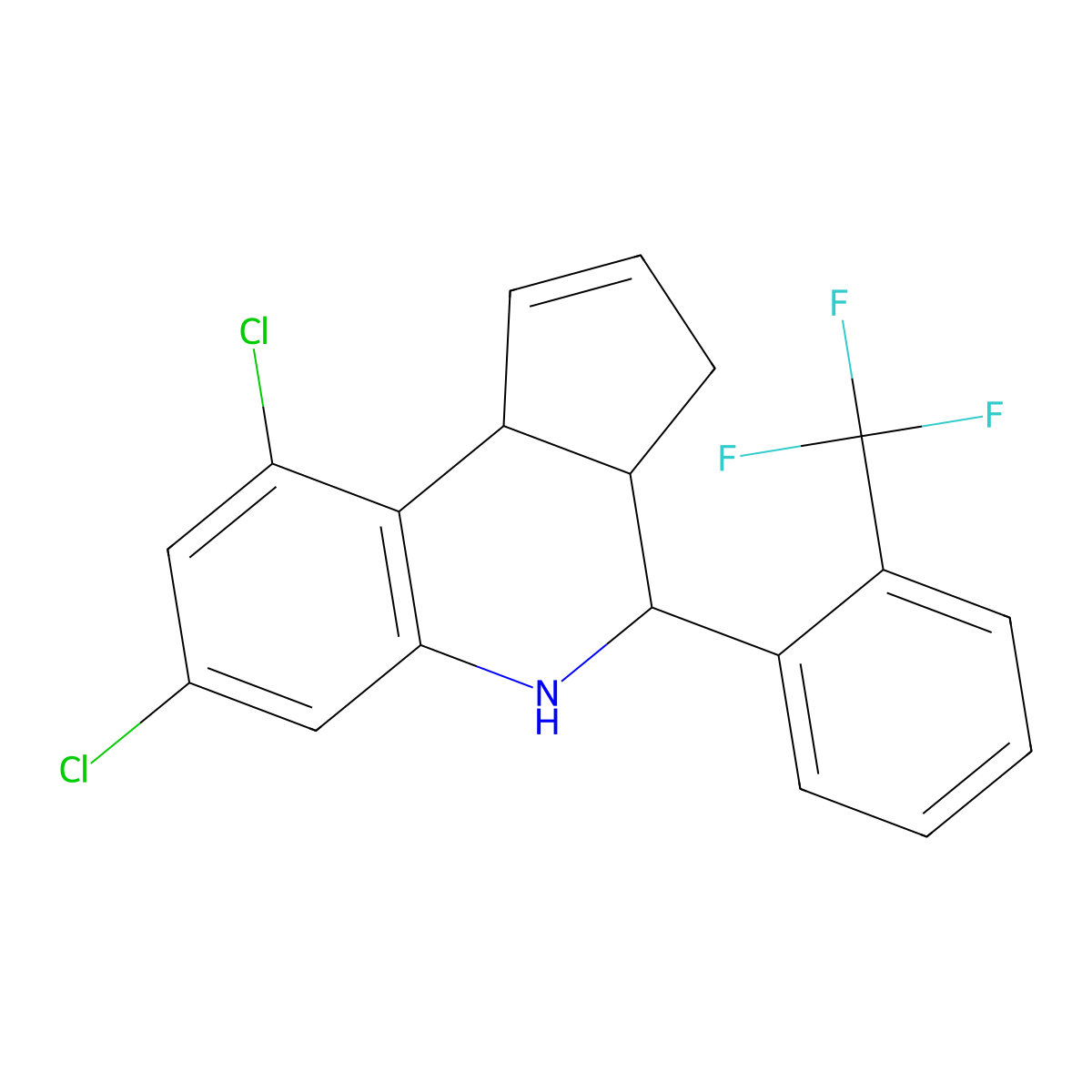7,9-dichloro-4-[2-(trifluoromethyl)phenyl]-3a,4,5,9b-tetrahydro-3H-cyclopenta[c]quinoline molecular structure, CAS 1212231-25-8