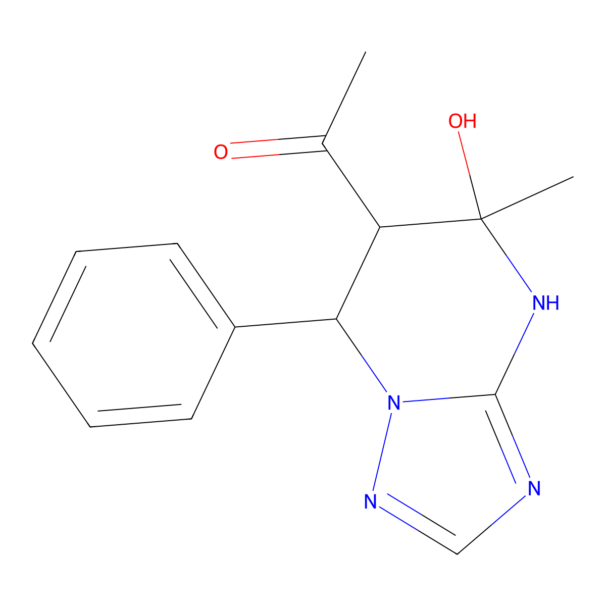 1-(5-Hydroxy-5-methyl-7-phenyl-4,5,6,7-tetrahydro-[1,2,4]triazolo[1,5-a]pyrimidin-6-yl)ethanone molecular structure, CAS 1212231-80-5