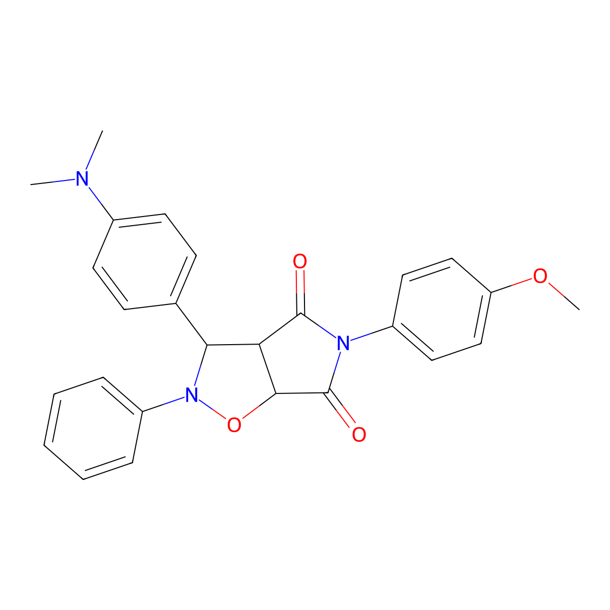 3-(4-(dimethylamino)phenyl)-5-(4-methoxyphenyl)-2-phenyldihydro-2H-pyrrolo[3,4-d]isoxazole-4,6(5H,6aH)-dione molecular structure, CAS 1212232-73-9