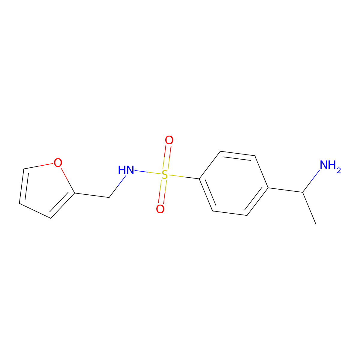 4-[(1R)-1-aminoethyl]-N-[(furan-2-yl)methyl]benzene-1-sulfonamide molecular structure, CAS 1212232-75-1