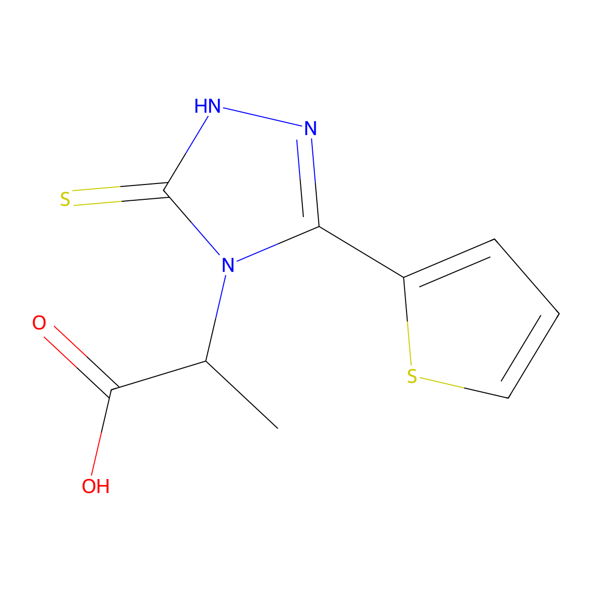 (2S)-2-[3-Sulfanyl-5-(thiophen-2-yl)-4H-1,2,4-triazol-4-yl]propanoic acid molecular structure, CAS 1212233-42-5