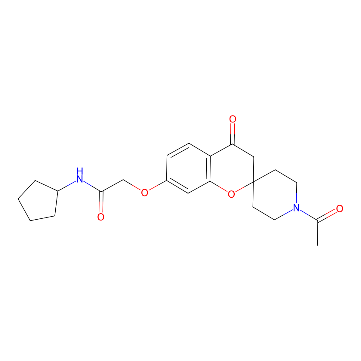 2-[(1'-acetyl-4-oxo-3,4-dihydrospiro[chromene-2,4'-piperidin]-7-yl)oxy]-N-cyclopentylacetamide molecular structure, CAS 1212233-85-6