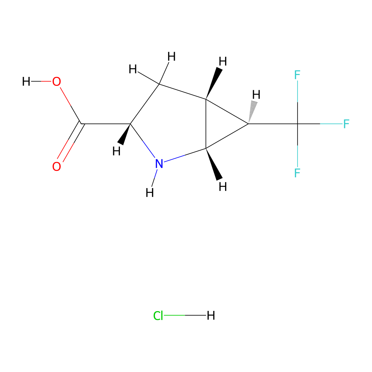(1R,3S,5R,6R)-6-(trifluoromethyl)-2-azabicyclo[3.1.0]hexane-3-carboxylic acid hydrochloride molecular structure, CAS 1212234-61-1