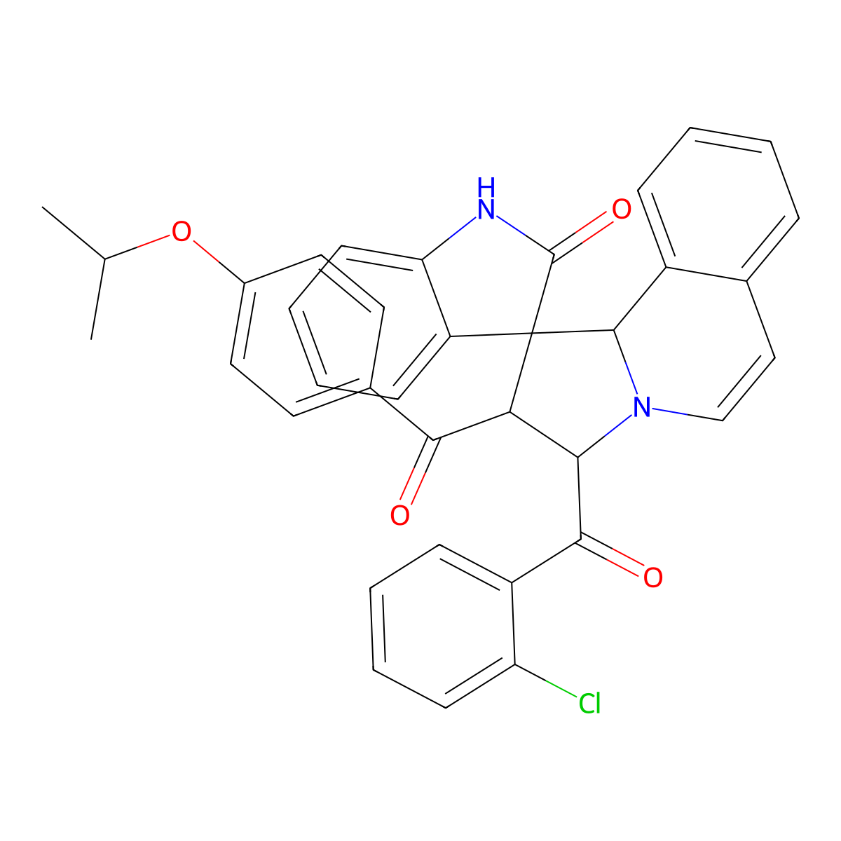 (1'S,2'S,3'S,10b'R)-3'-(2-chlorobenzoyl)-2'-(4-isopropoxybenzoyl)-3',10b'-dihydro-2'H-spiro[indoline-3,1'-pyrrolo[2,1-a]isoquinolin]-2-one molecular structure, CAS 1212234-62-2