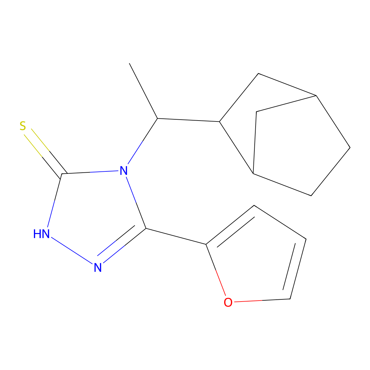 4-(1-(bicyclo(2.2.1)heptan-2-yl)ethyl)-5-(furan-2-yl)-4H-1,2,4-triazole-3-thiol molecular structure, CAS 1212238-62-4